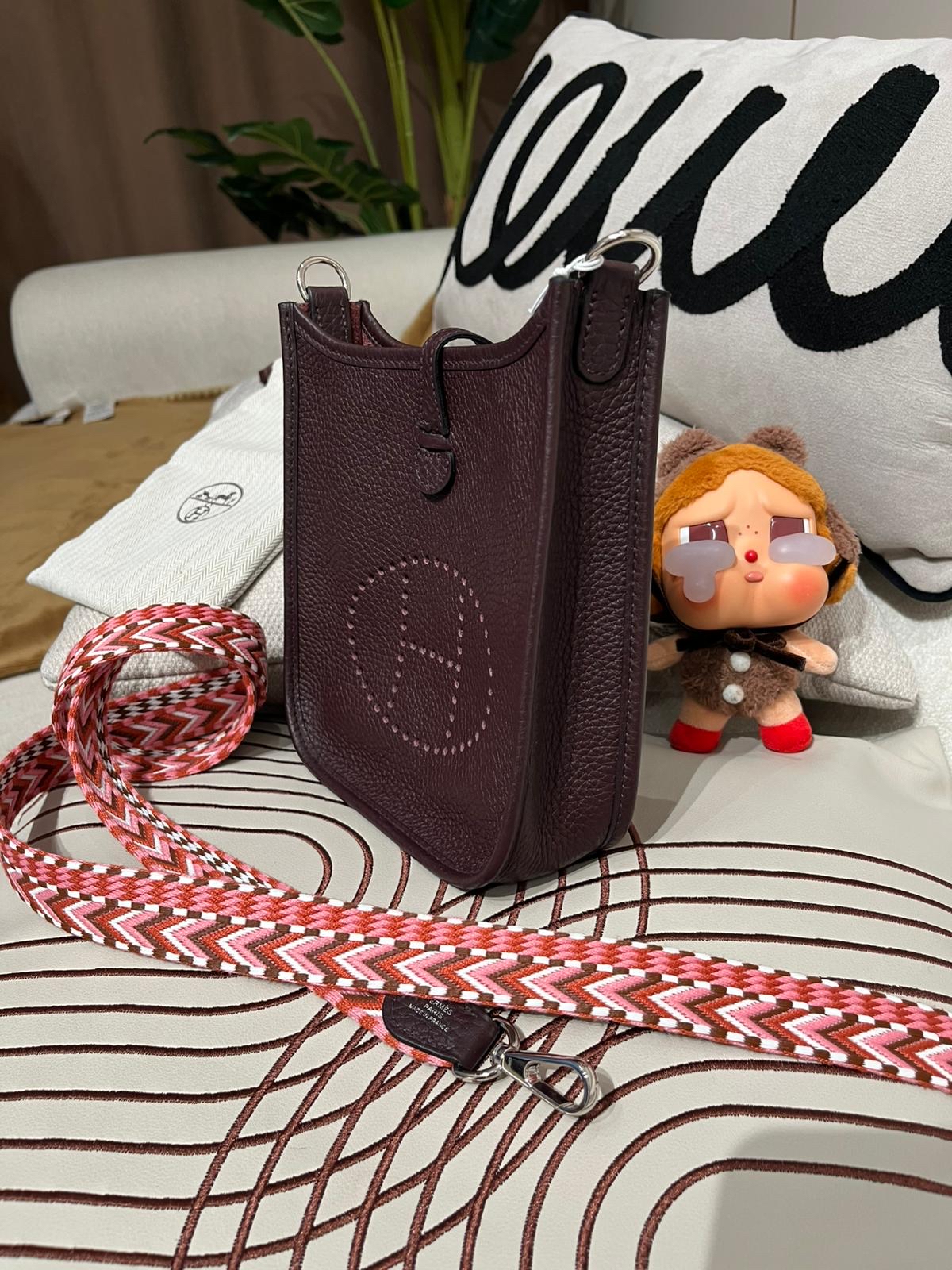 Hermes Mini Evelyne 馬鞍紅編織帶 Stamp U 100%Authentic, 98%New ✅收據副本✅Dust bag ✅Box