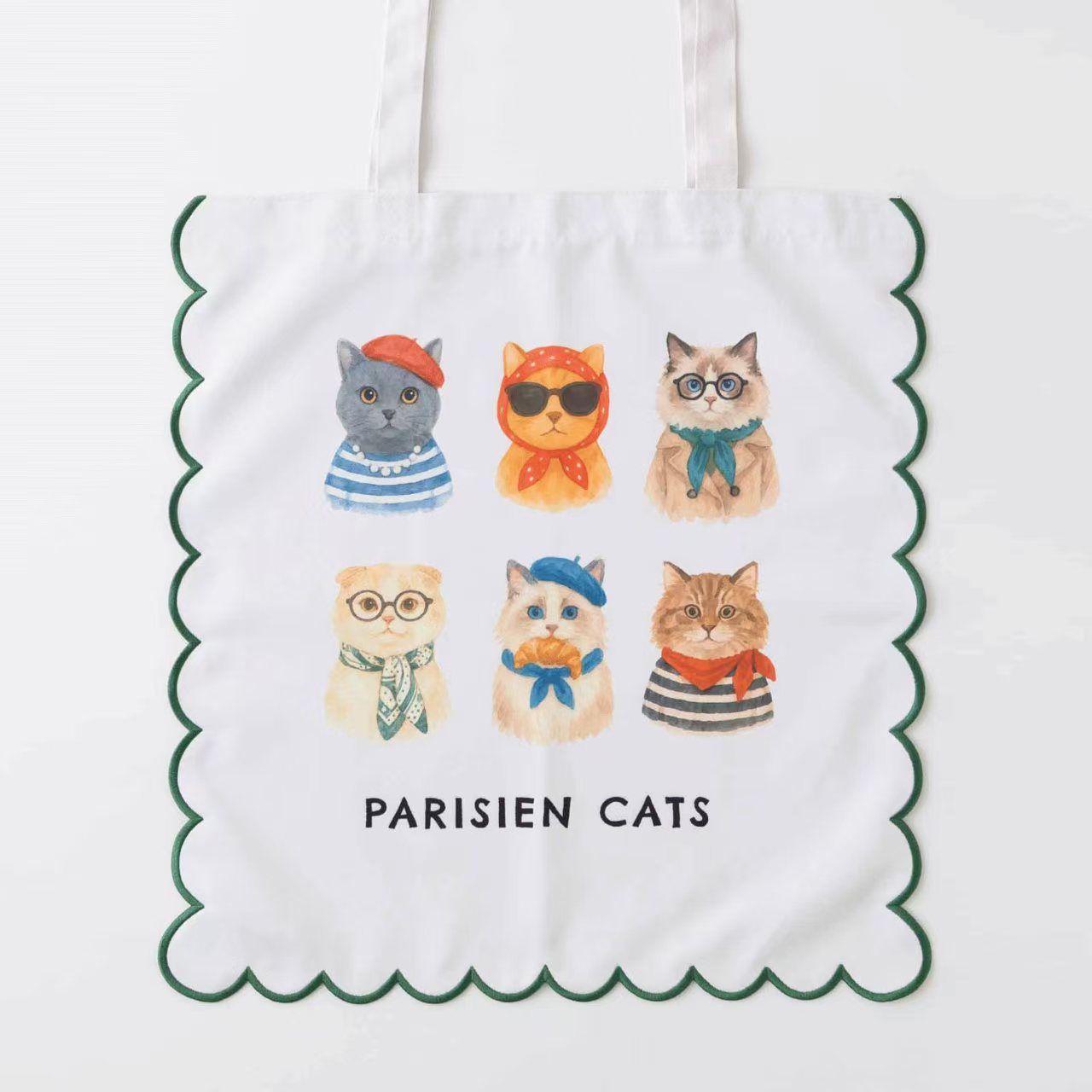【日本直送】Jubilee 可愛刺繡波浪邊 Tote Bag！貓奴狗奴必備大容量手提袋 