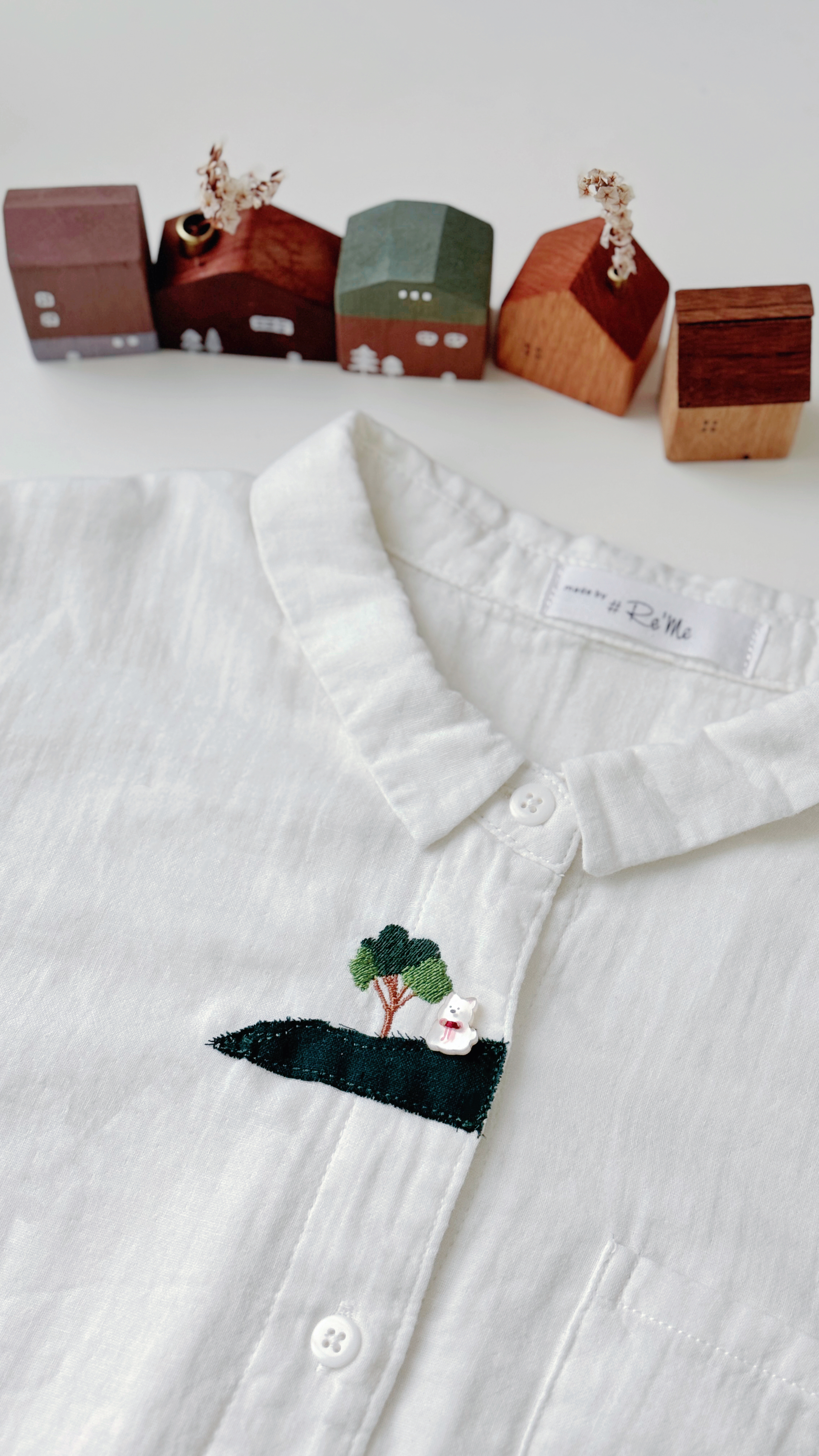 【Re‘Me Tiny Stitch 】 小白的微世界刺绣衬衫（下单后2-3天制作）