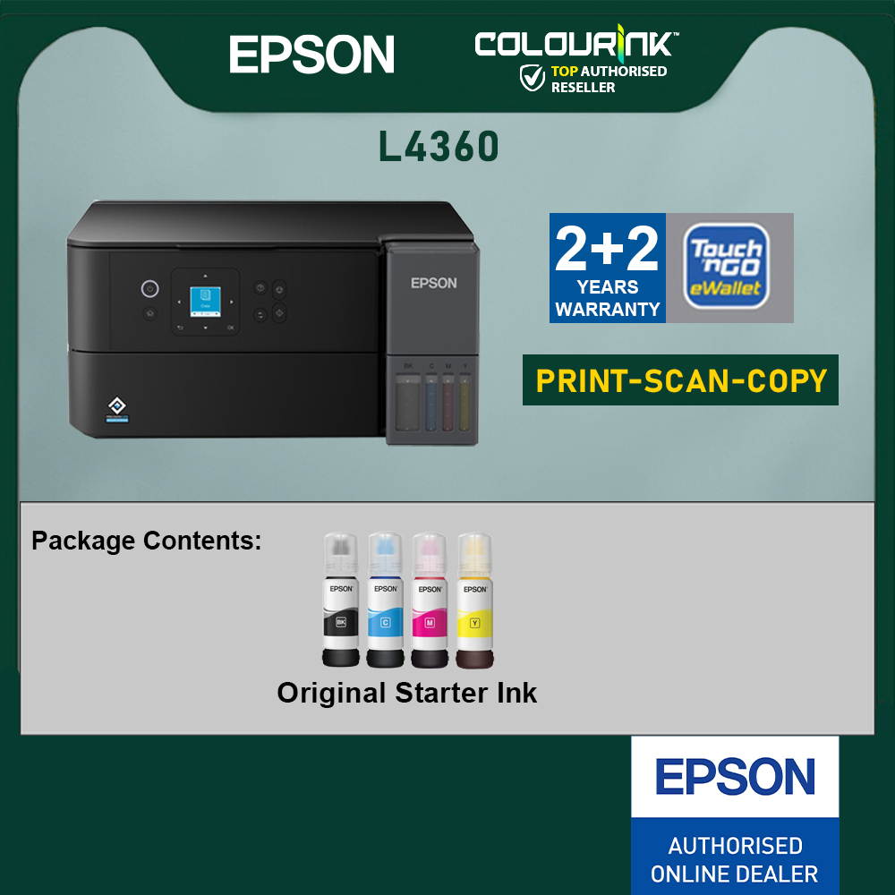 Epson EcoTank L4360 A4 3-in-1 Colour Refill Ink Tank Printer WiFi Mobile Print similar T420W T520W T720DW G3020 L3250