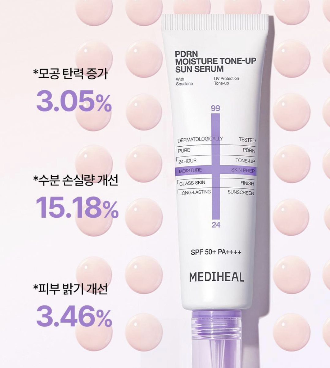 李時安同款｜韓國 MEDIHEAL PDRN 水潤柔焦校色 防曬精華 50g｜Moisture Tone Up Sun Serum
