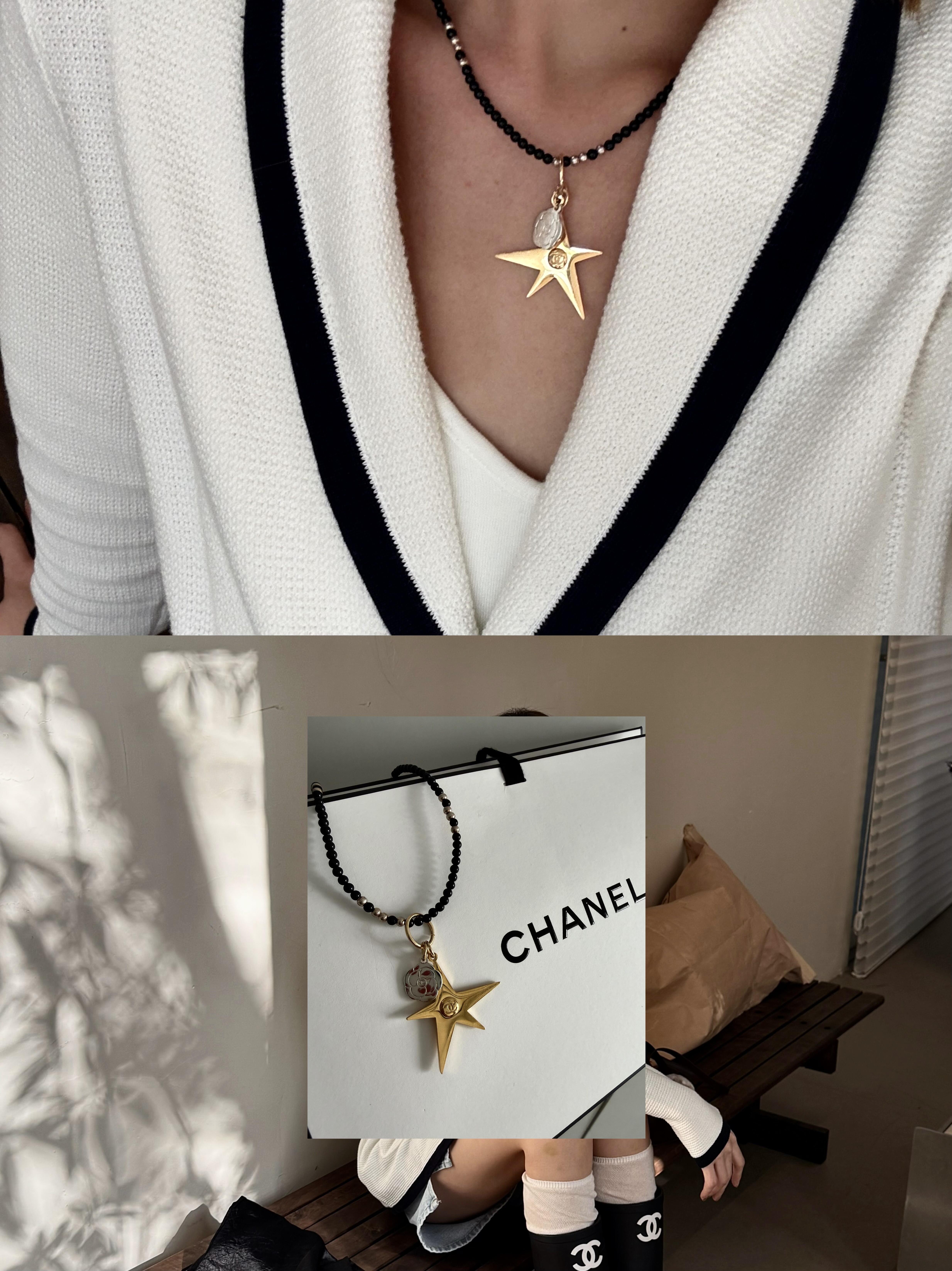 ✨可以Diy項鍊痛同耳環😍 Chanel 香奈兒 限定星星&經典山茶花吊飾 一盒兩個套裝（不含項鍊和耳扣）