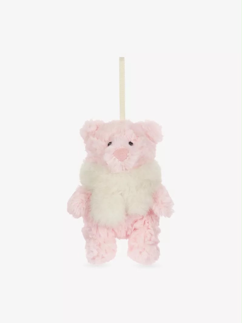Leola Bear Winter Warmer Soft Toy Decoration 10cm粉紅熊聖誕樹吊飾