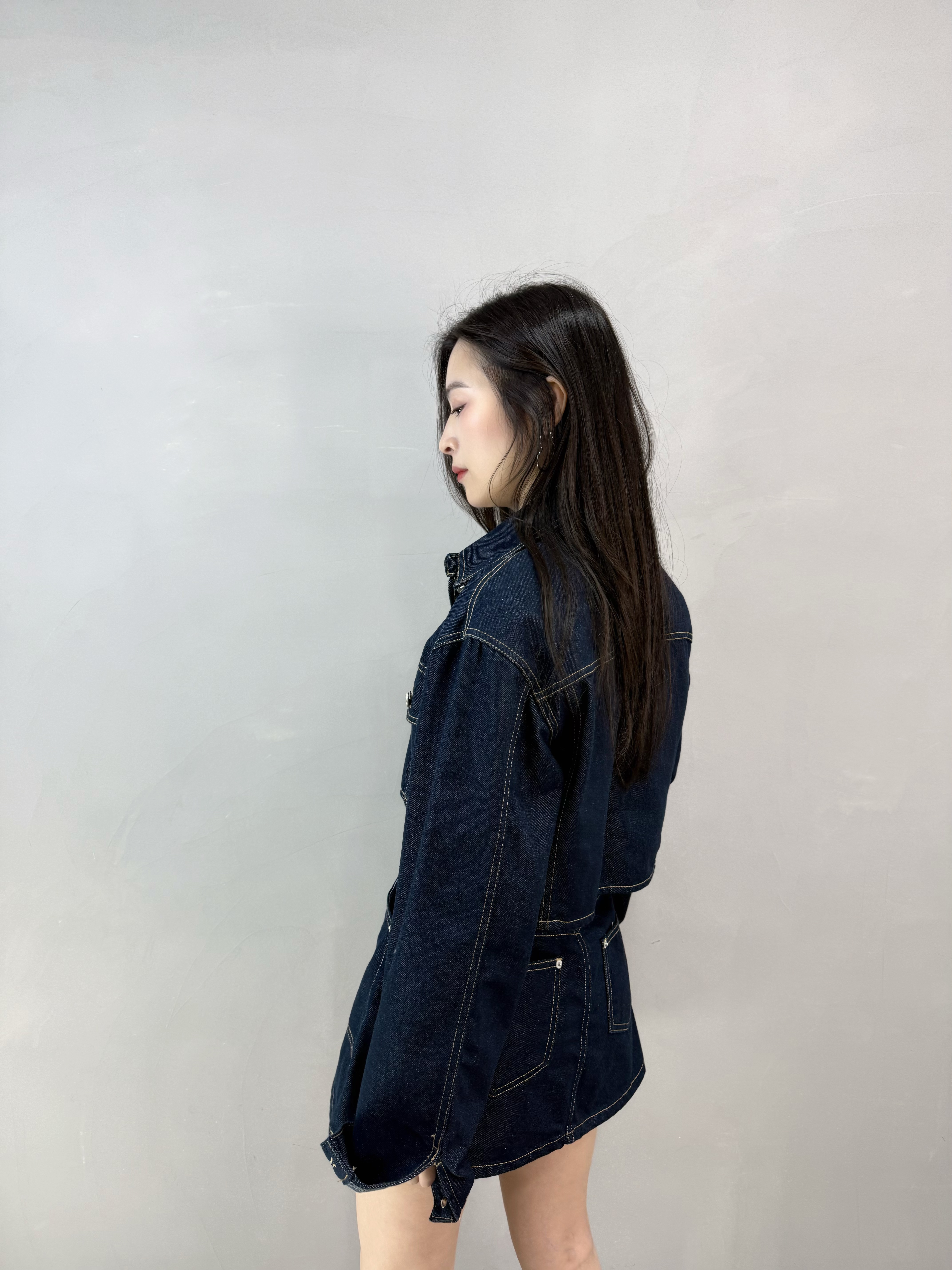 J85 車明線原色短牛仔褸