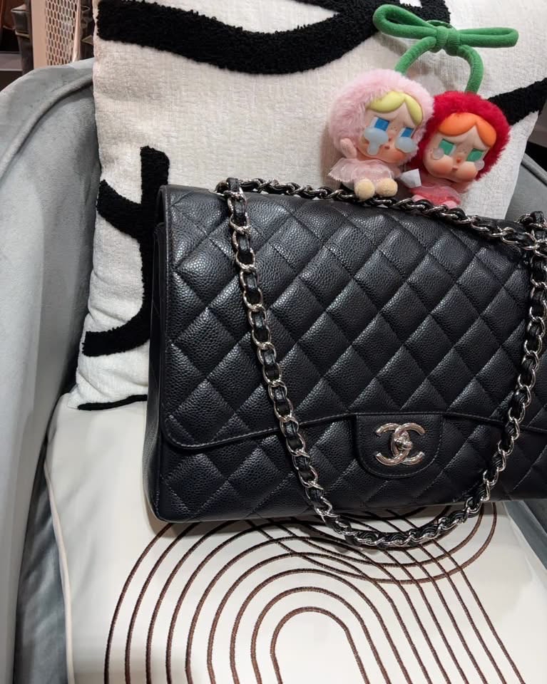 Chanel maxi jumbo A58601 黑色荔枝牛皮 100%Authentic ,98%new 閑置品 ✅card✅購買證書✅dust bag✅box ✨專門店售價$ 102500✨ 