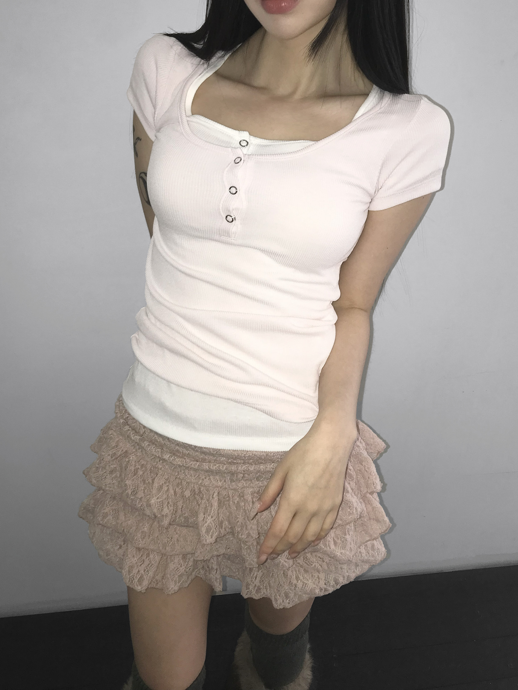 Tiered Ruffled Lace Mini Skirt