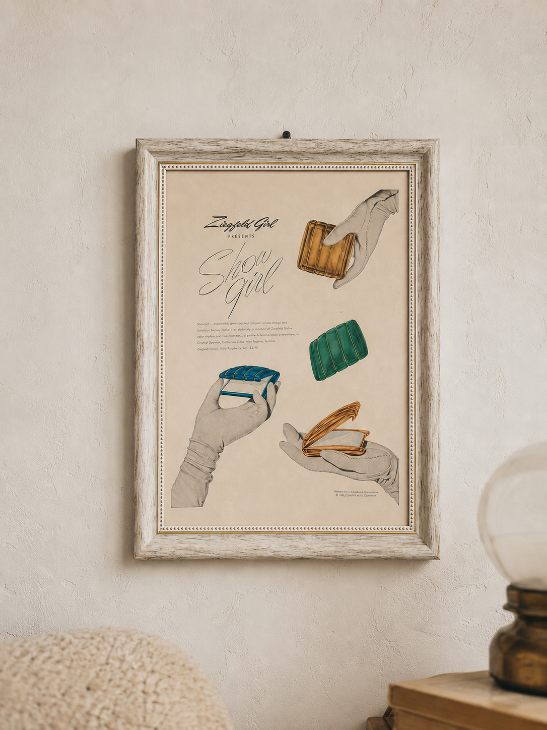 Framed Vintage Advert Poster Series- 1946 Ziegfeld Girl Compact 1940s Makeup Advert (MT2267)