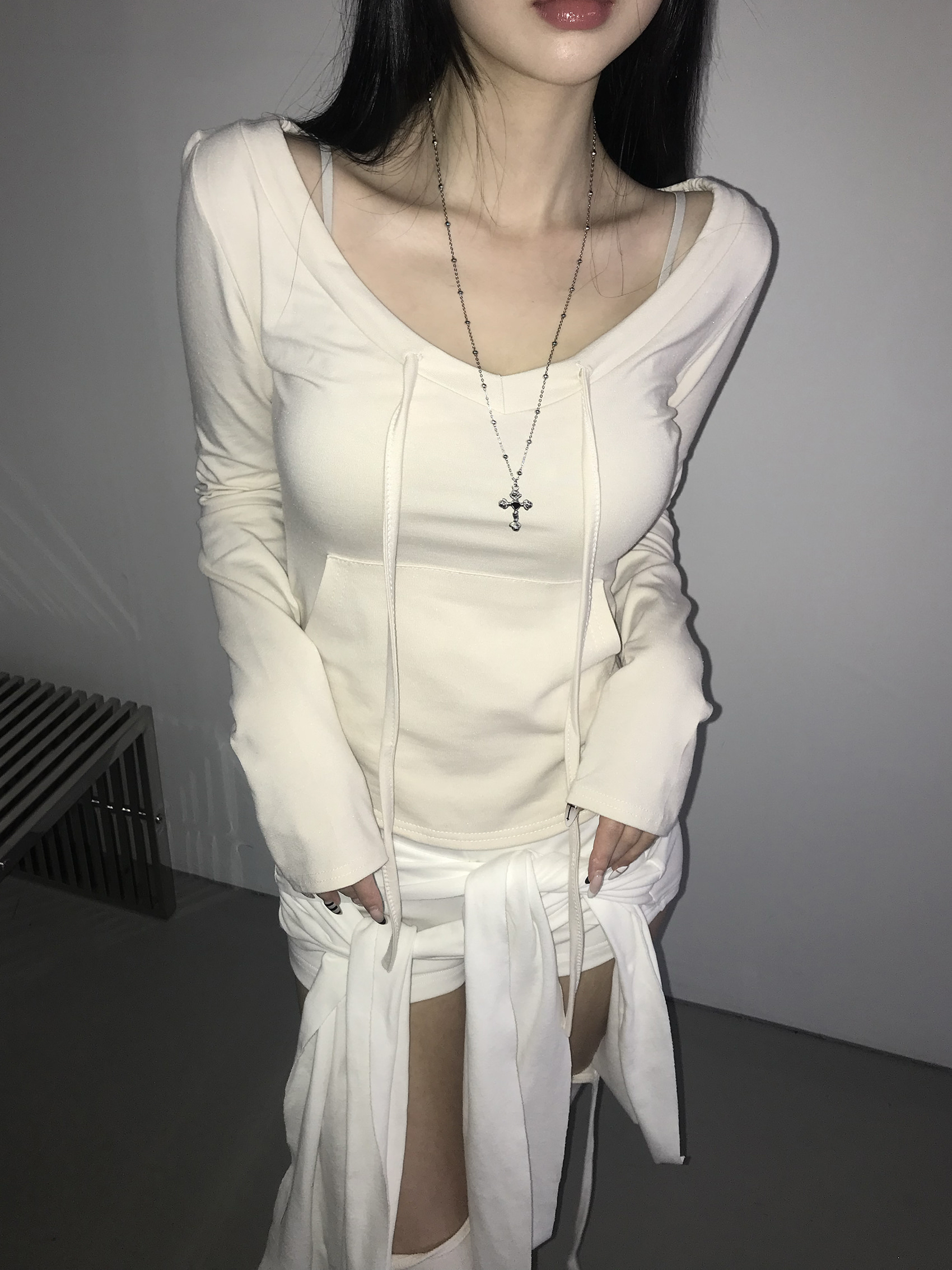 Drawstring Scoop Neck Top