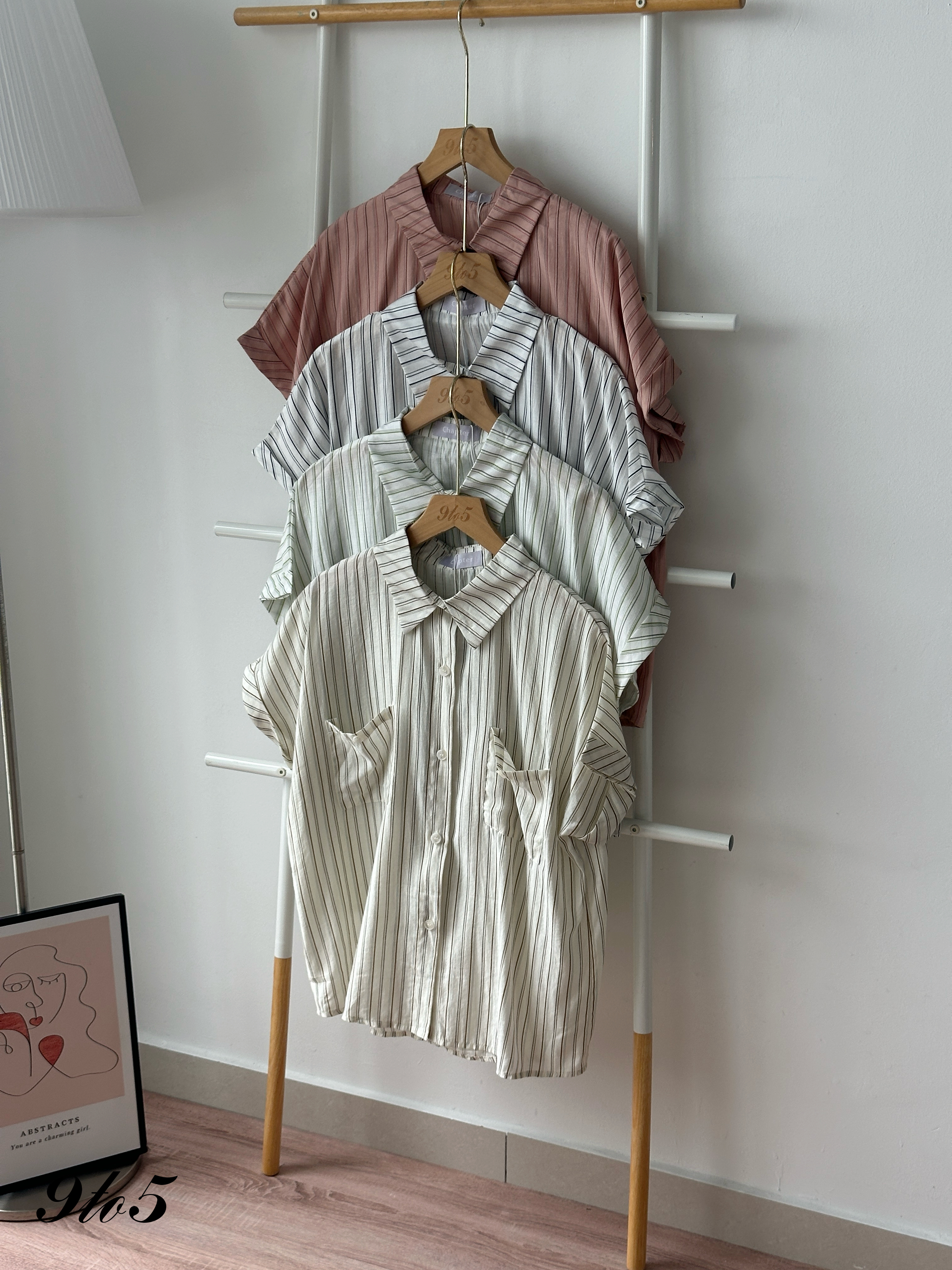 T4331 Cape Sleeve Stripe Shirt - 4 Colors 