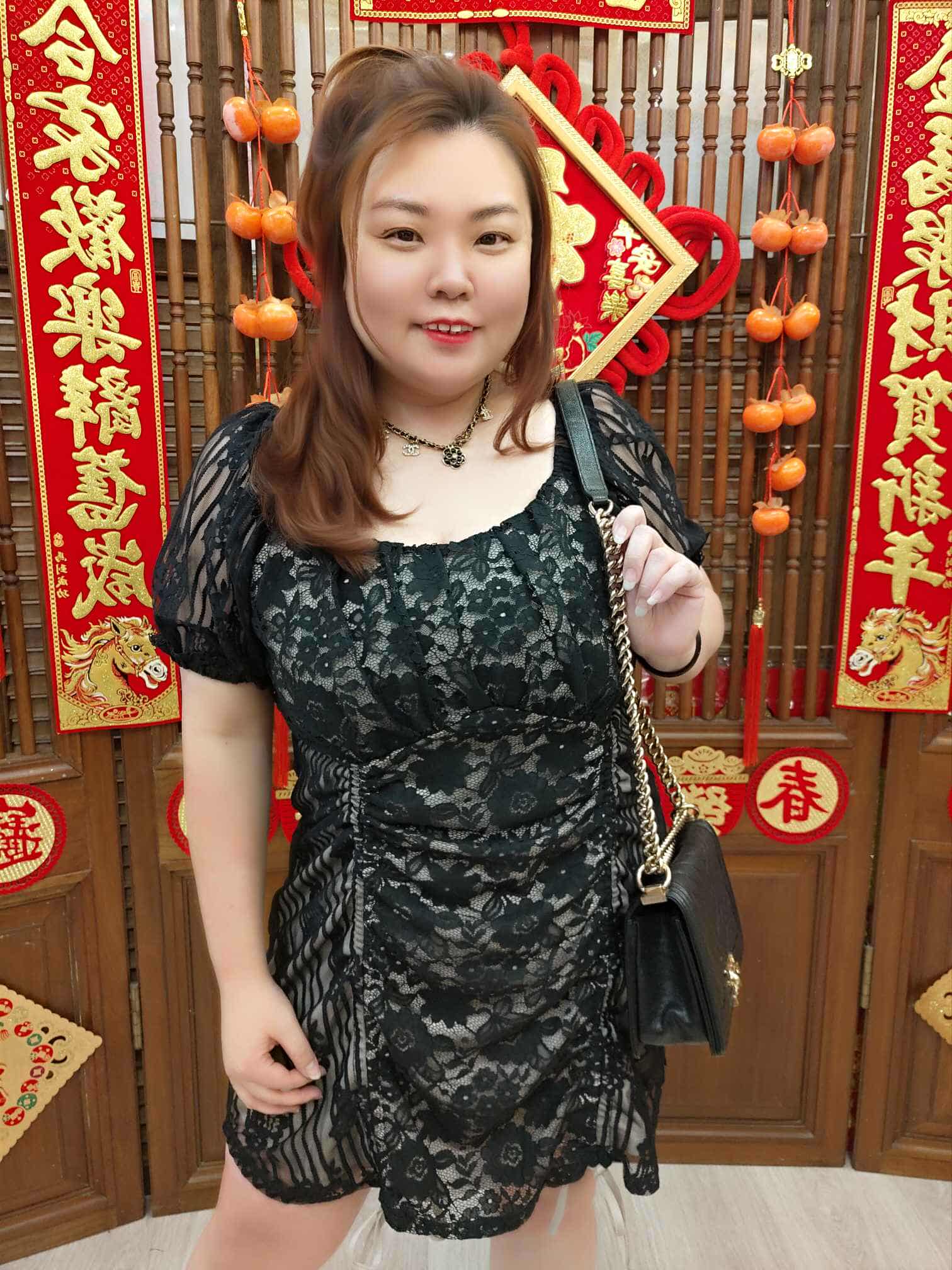 NFB07 TW#3179 复古抽绳泡泡袖蕾丝连身裙