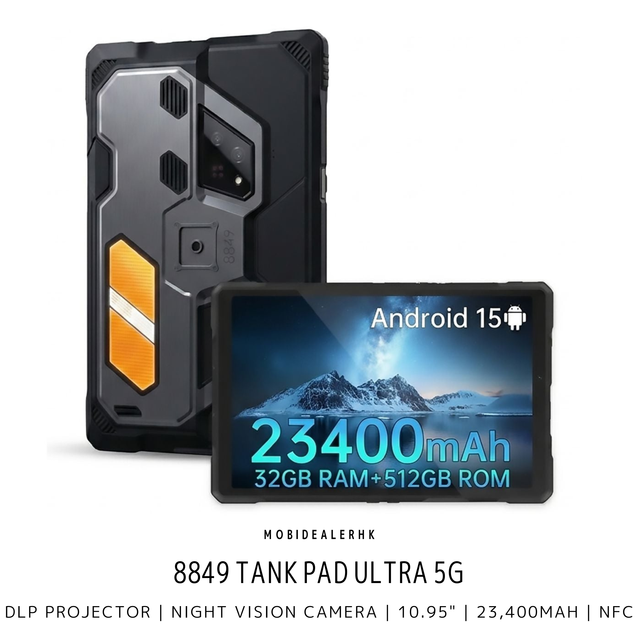8849 Tank Pad Ultra | 5G | 三防平板電腦 | 投影儀 | 夜視鏡 | 10.95" | 23,400mAh | NFC | 3咭槽