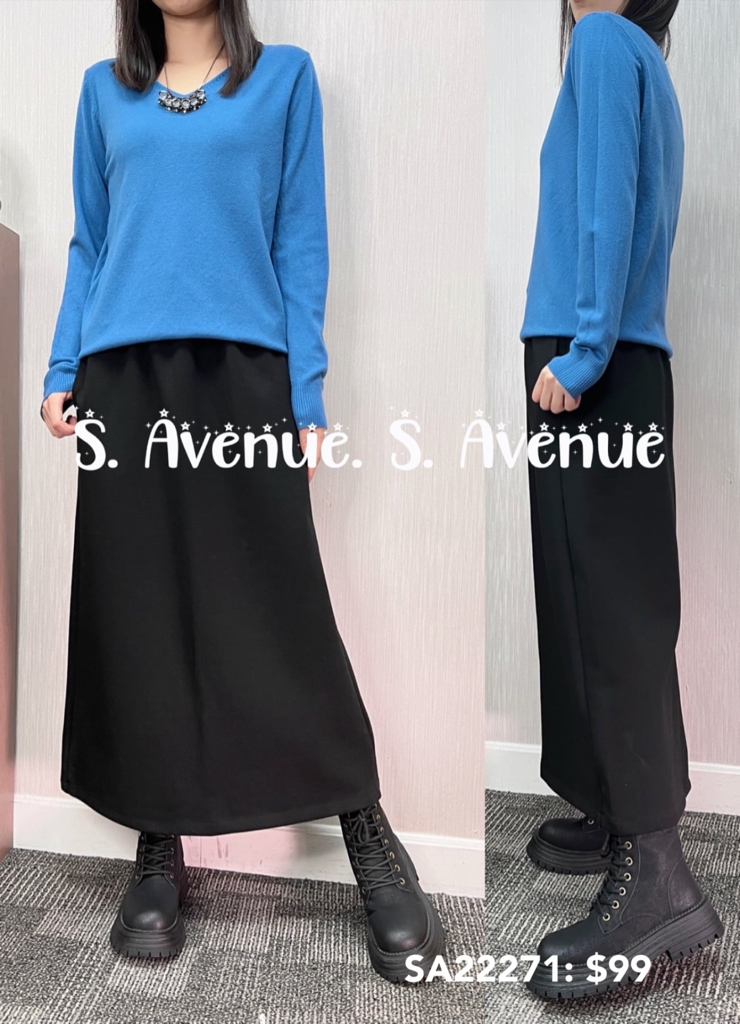 SA22271: 長袖V領淨色線冷top