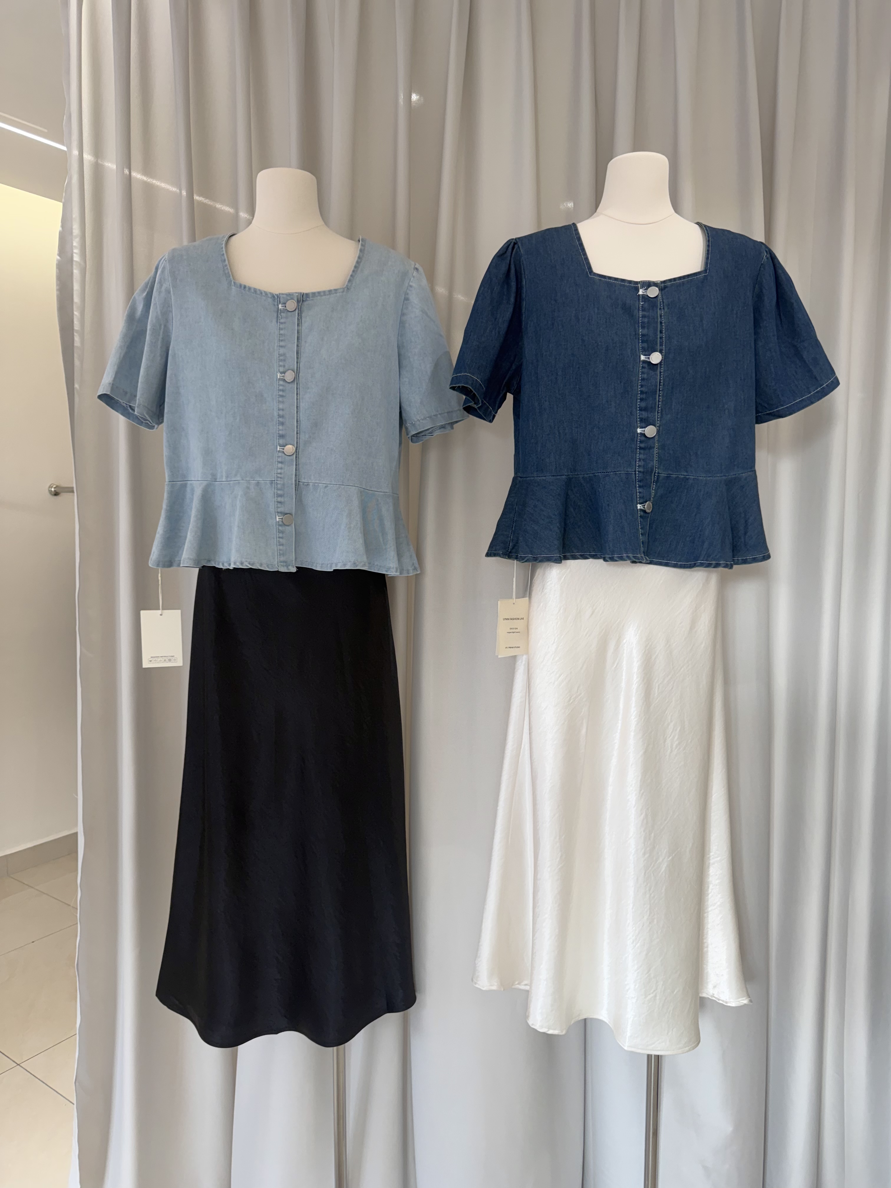 6514 气质荷叶边牛仔上衣