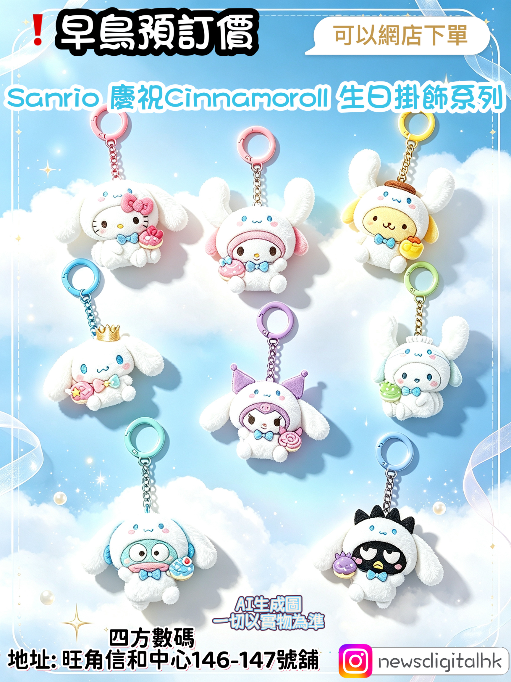 ［3月中到貨]Sanrio 慶祝Cinnamoroll 生日掛飾系列
