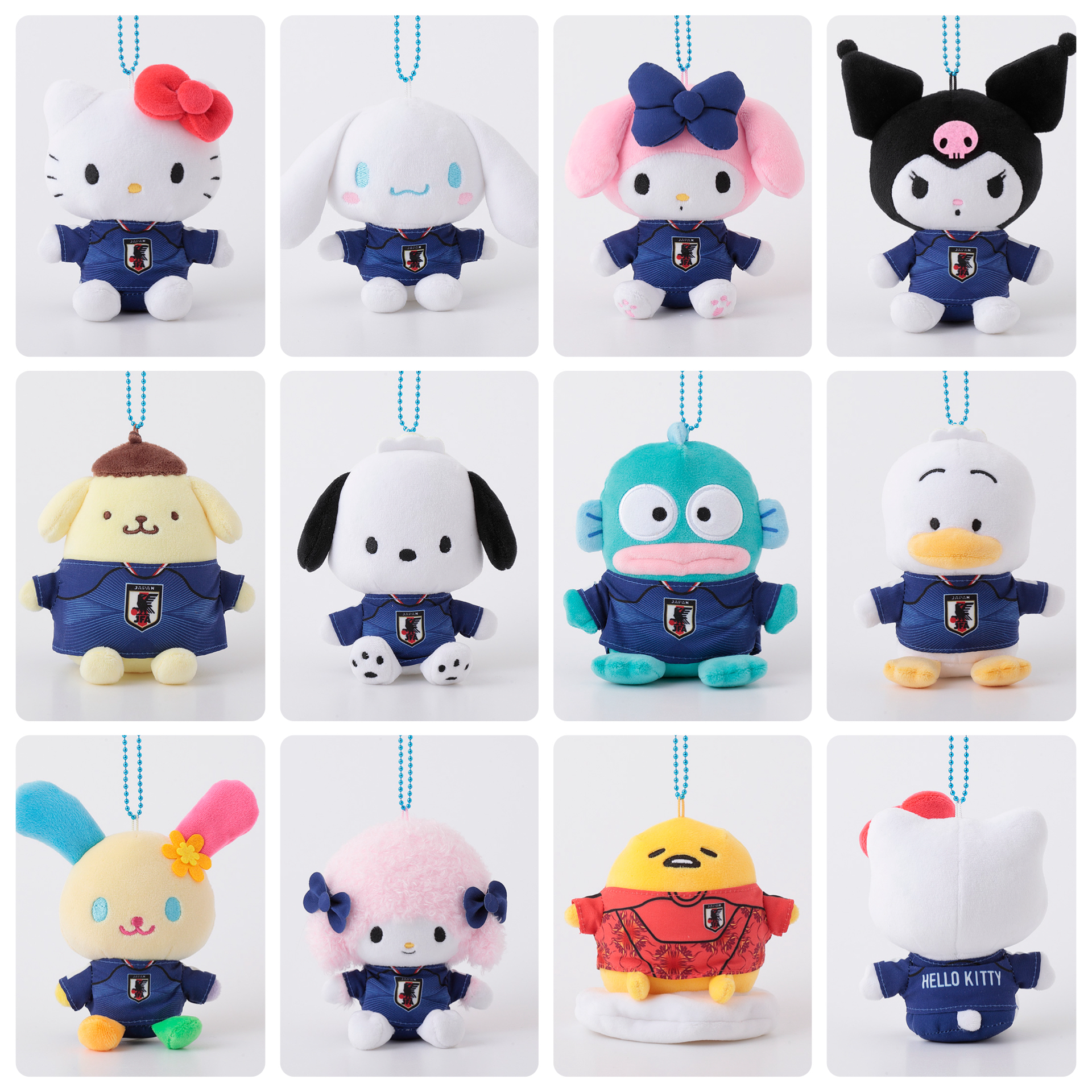 日本預訂📍日本Sanrio x 日本國家足球隊造型系列 - 公仔吊飾 2026年8月下旬出貨