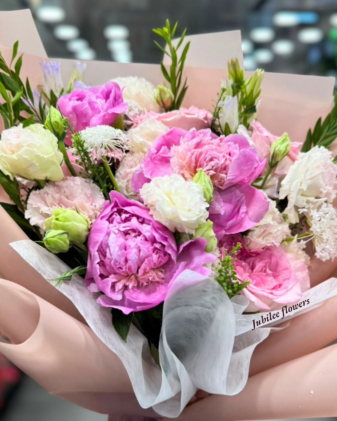 粉色芍藥 洋桔梗優雅花束