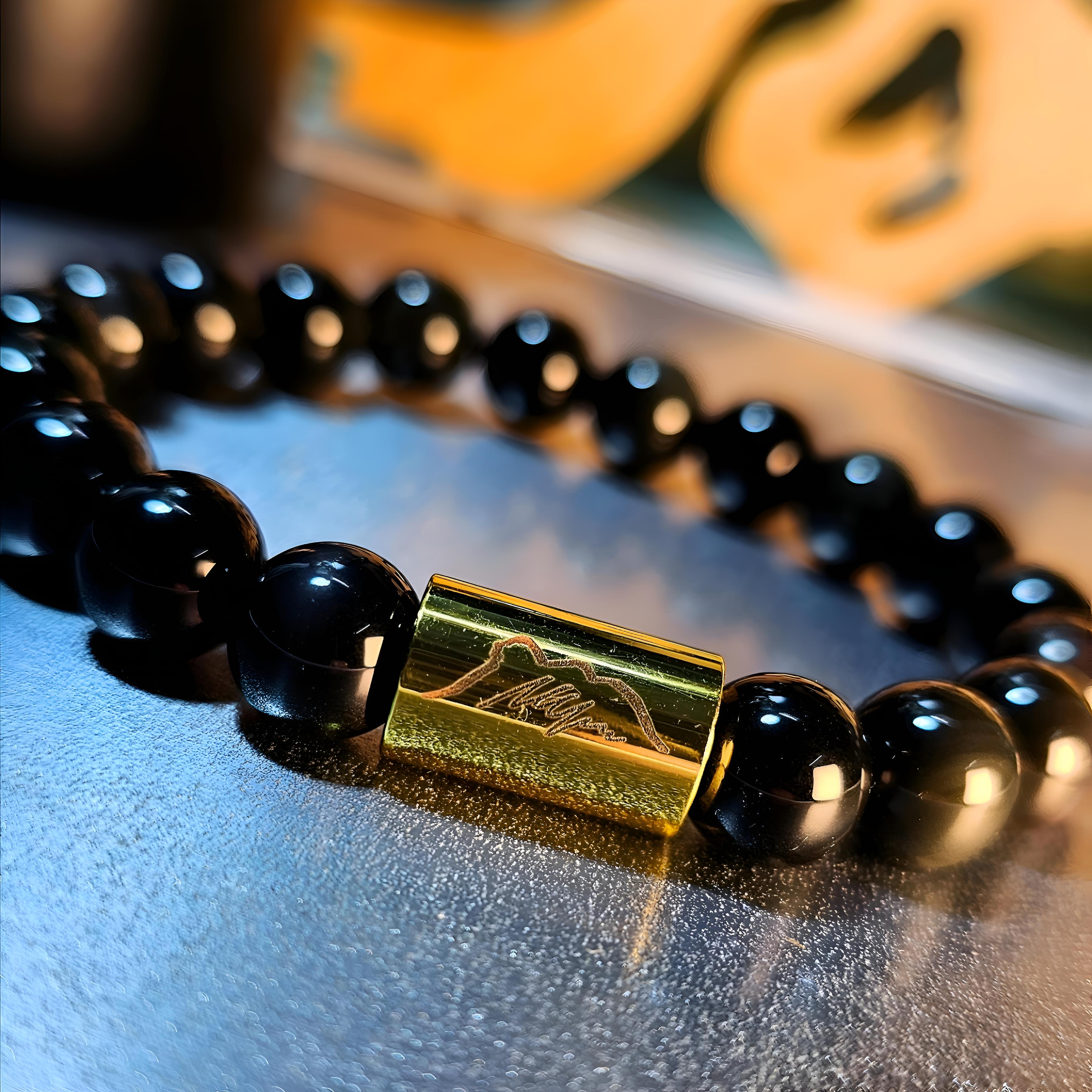 【銀影山脈】銀耀石金屬飾筒手串