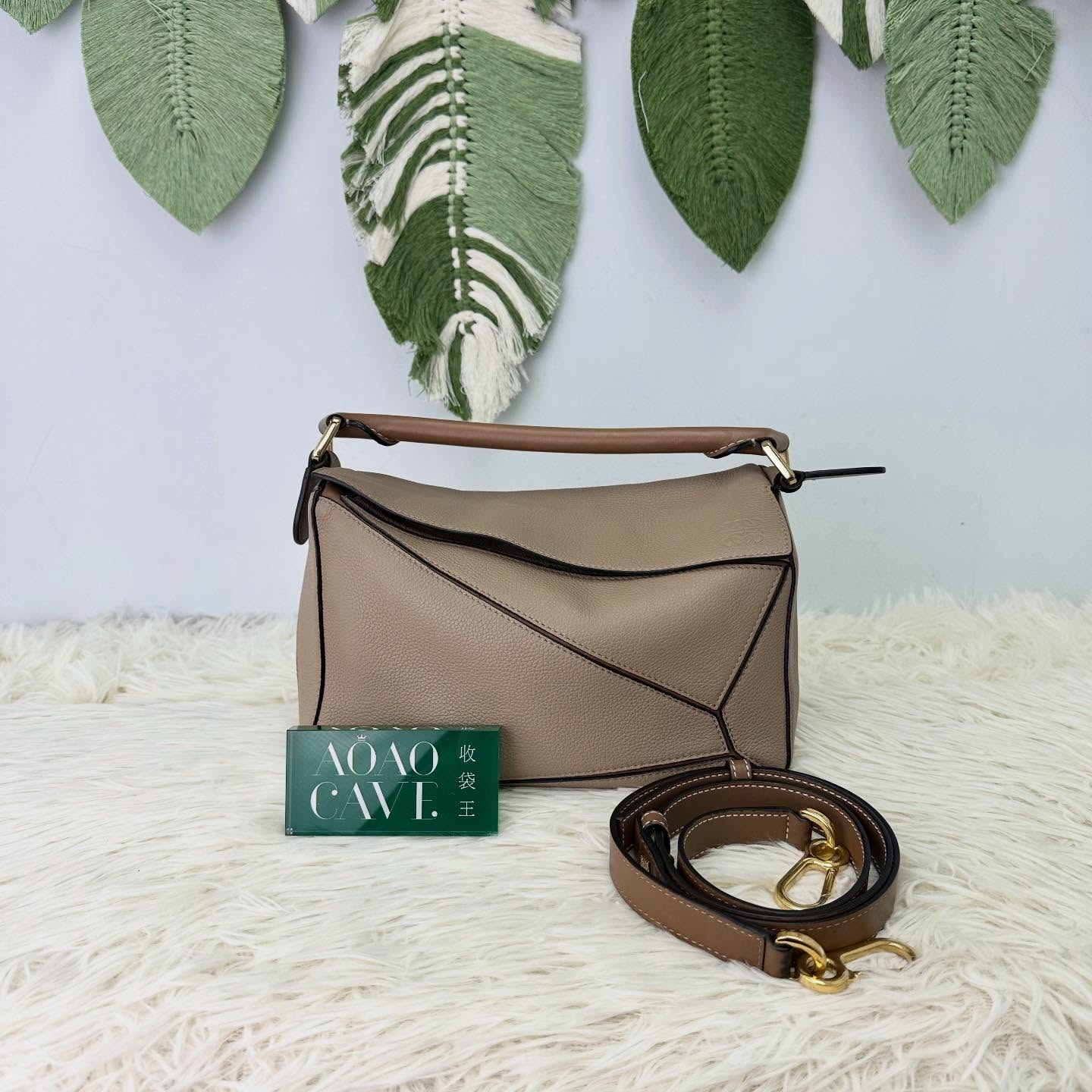 LOEWE🤍PRE OWNED Small Puzzle 沙色 手提單肩斜肩包🤎