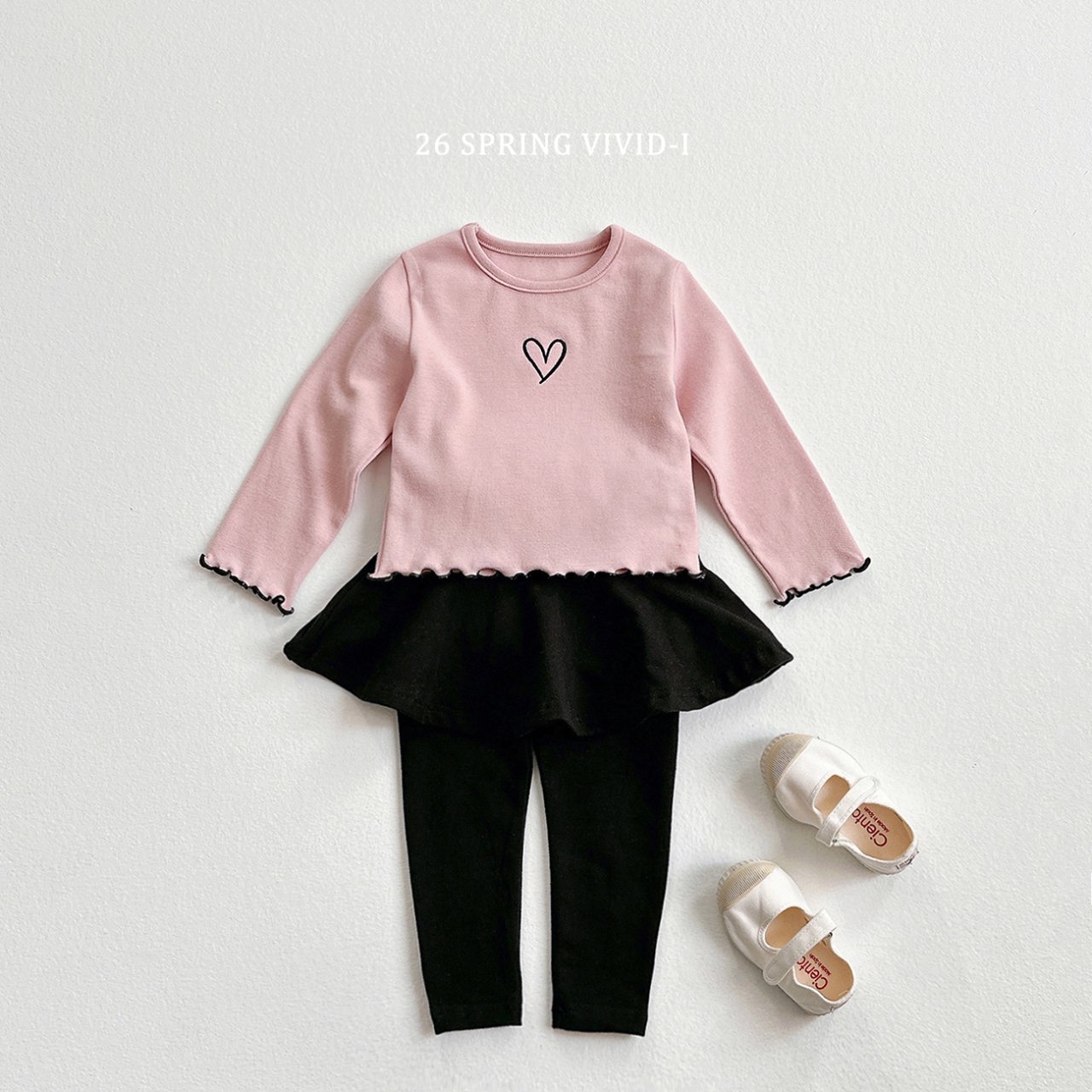 🌸預訂 韓國直送🌸🇰🇷VIVIDI三色愛心刺繡拼色花邊長袖上衣