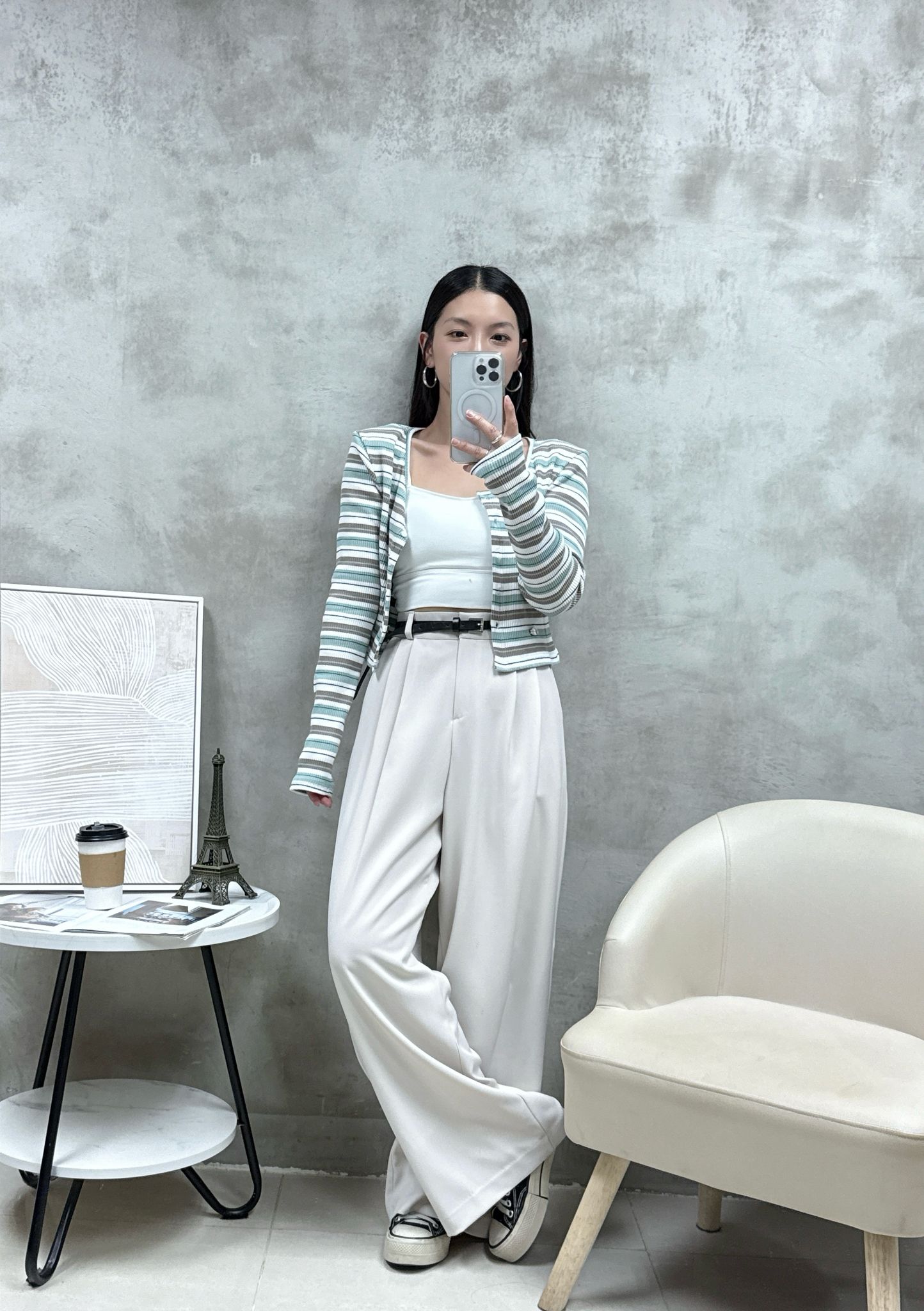 C04 拼色橫紋外套