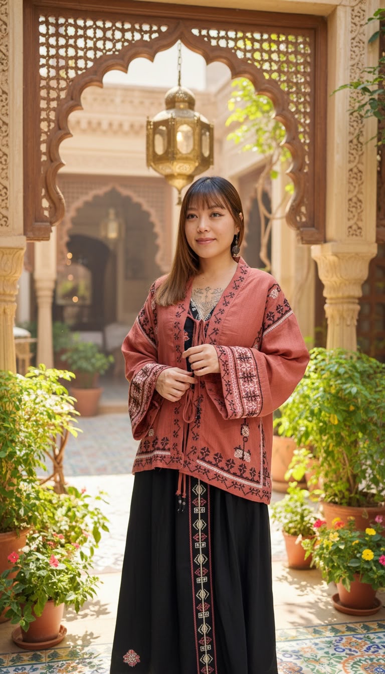 PKT 2633 Orange-Brown JP theme 3 Knot Jacket