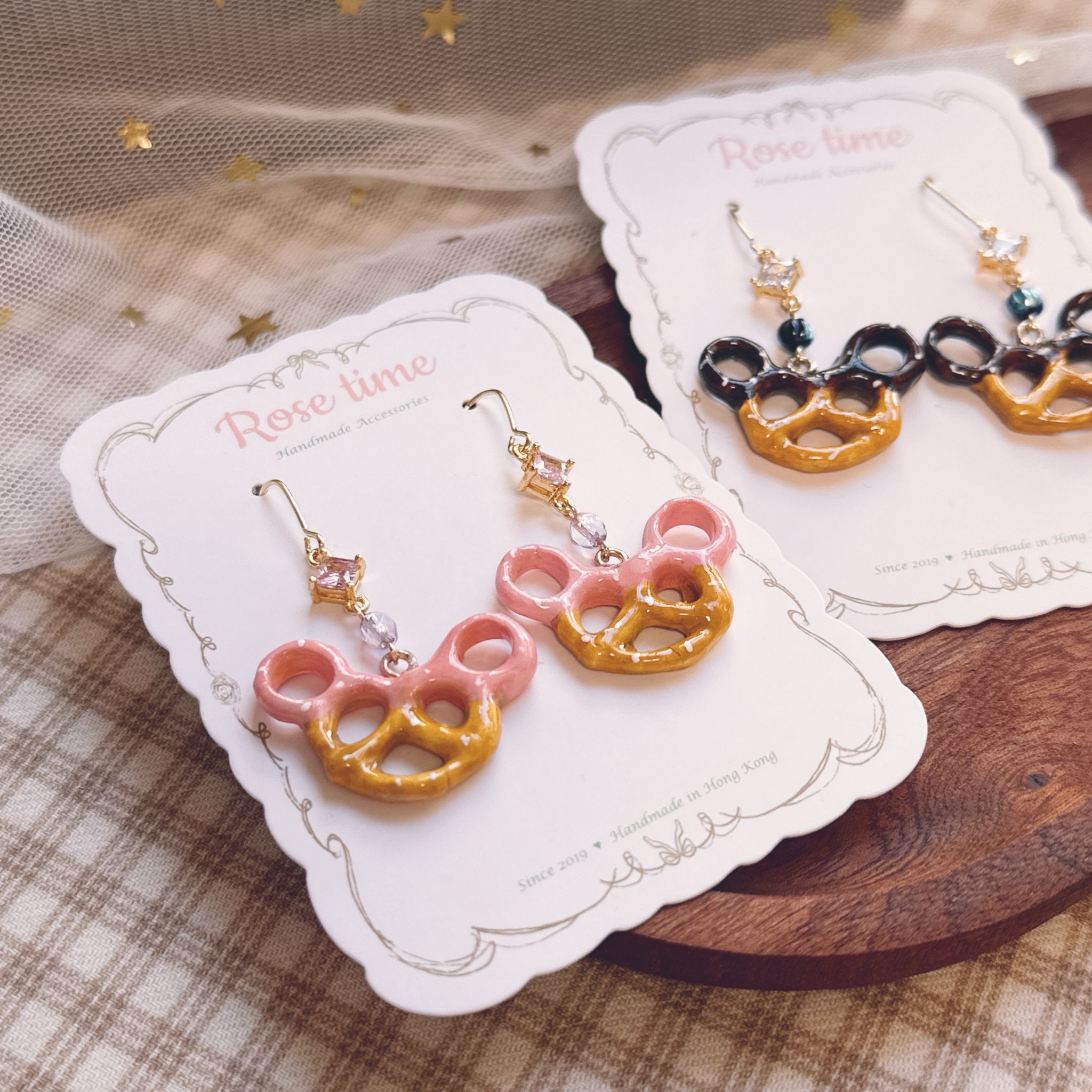 手繪米奇Prezel耳環 兩色入