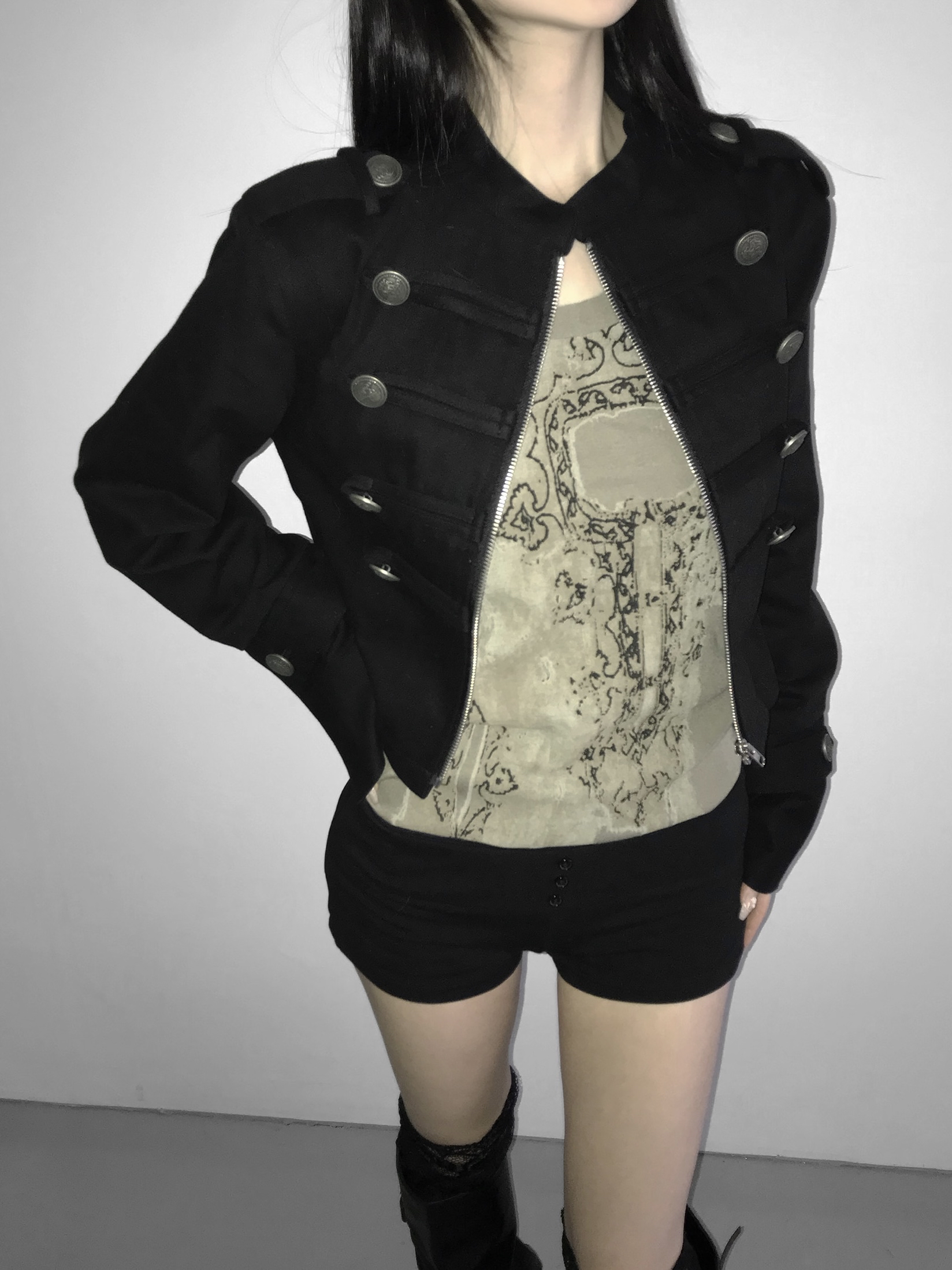 Vintage Zip Front Cropped Jacket