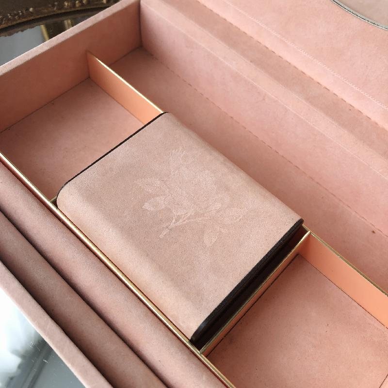 RARE! Vintage Design By Philipp- Appointment To The Royal Swedish Court Light Pink Suede Jewelry Box Set of 2(MT655)
