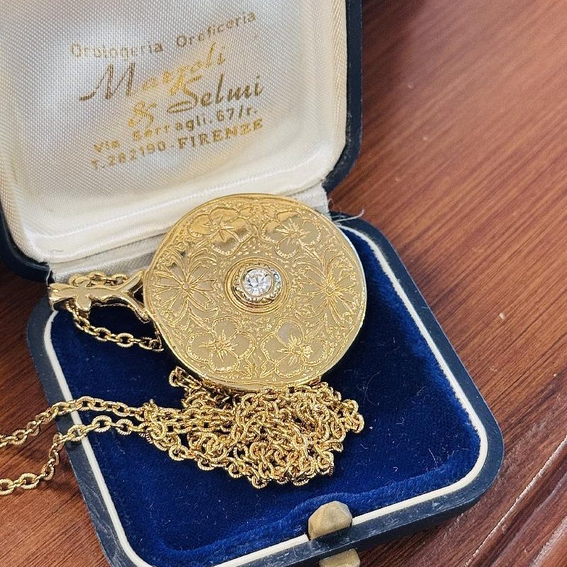 1970s American Mirror Pendant Necklace (B042)