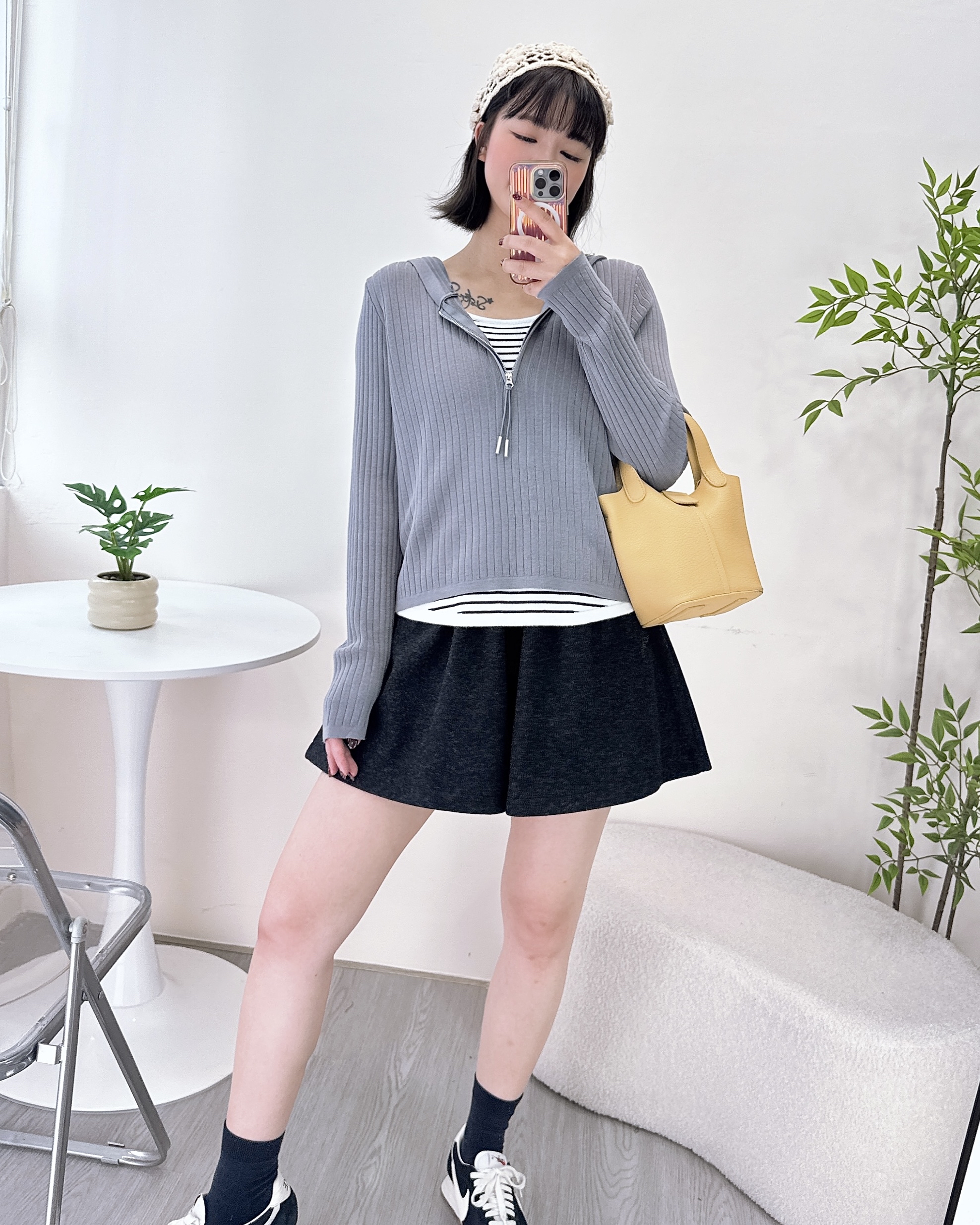 初春親膚假兩件連帽上衣 3色