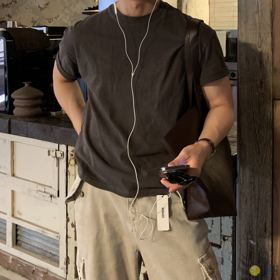 【100%保證韓國直送】韓系 Signature 重磅噴染水洗半短版素面短袖 Tee 👕 [7 color] RL114949