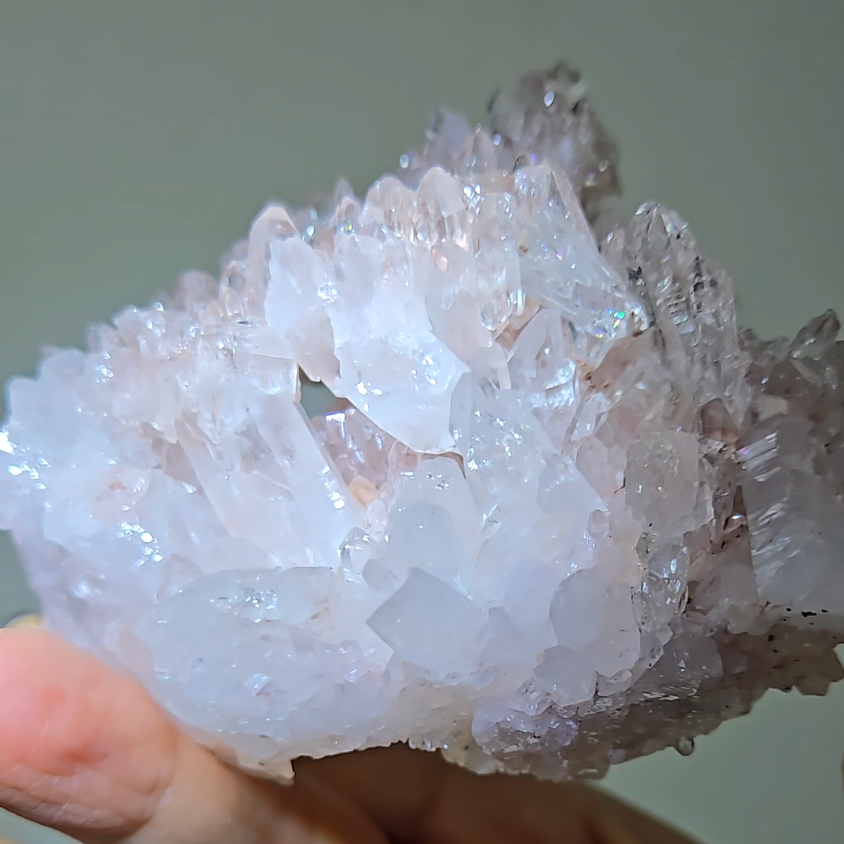 Pink Lemurian quartz with double terminations, rainbows - LQ178
