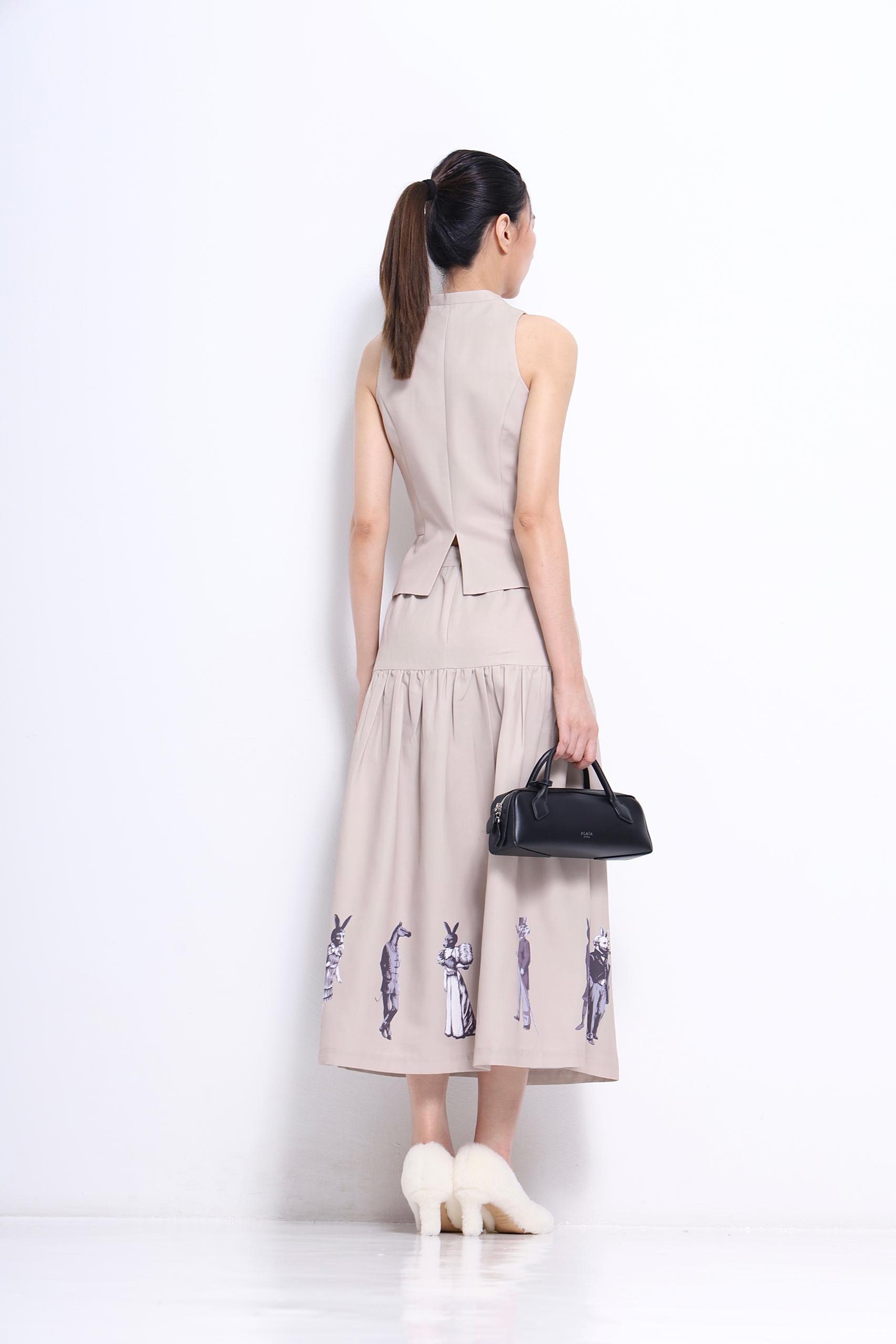 CS1418 GRAPHIC PRINT FLARE SKIRT
