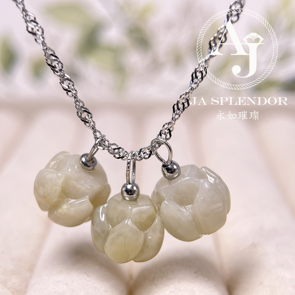 FBG26-H03 淡紫色立體蓮花純銀吊墜 (送鈦鋼項鏈)