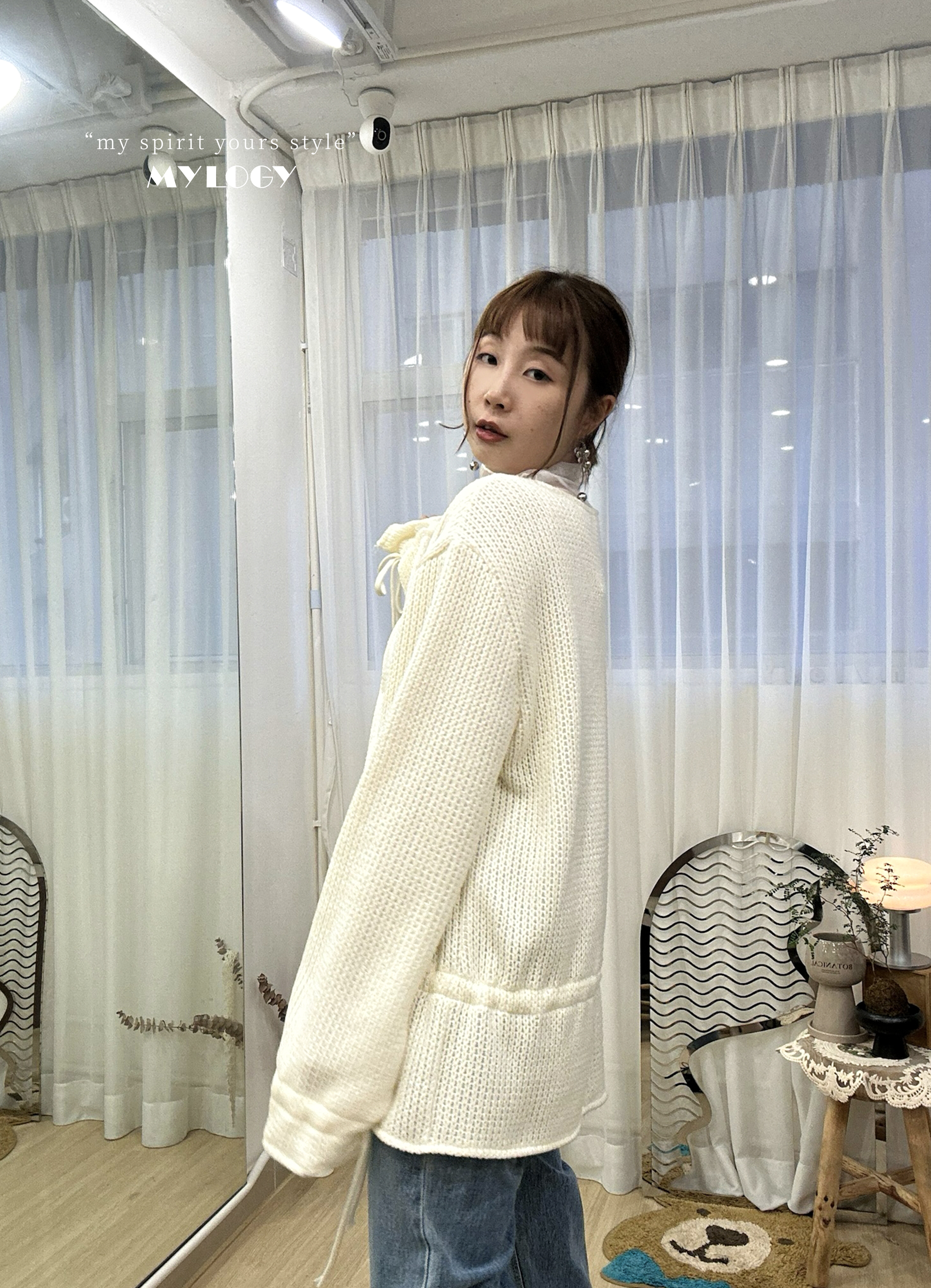 極簡顯瘦～2-ways 索繩開胸針織 UL0001