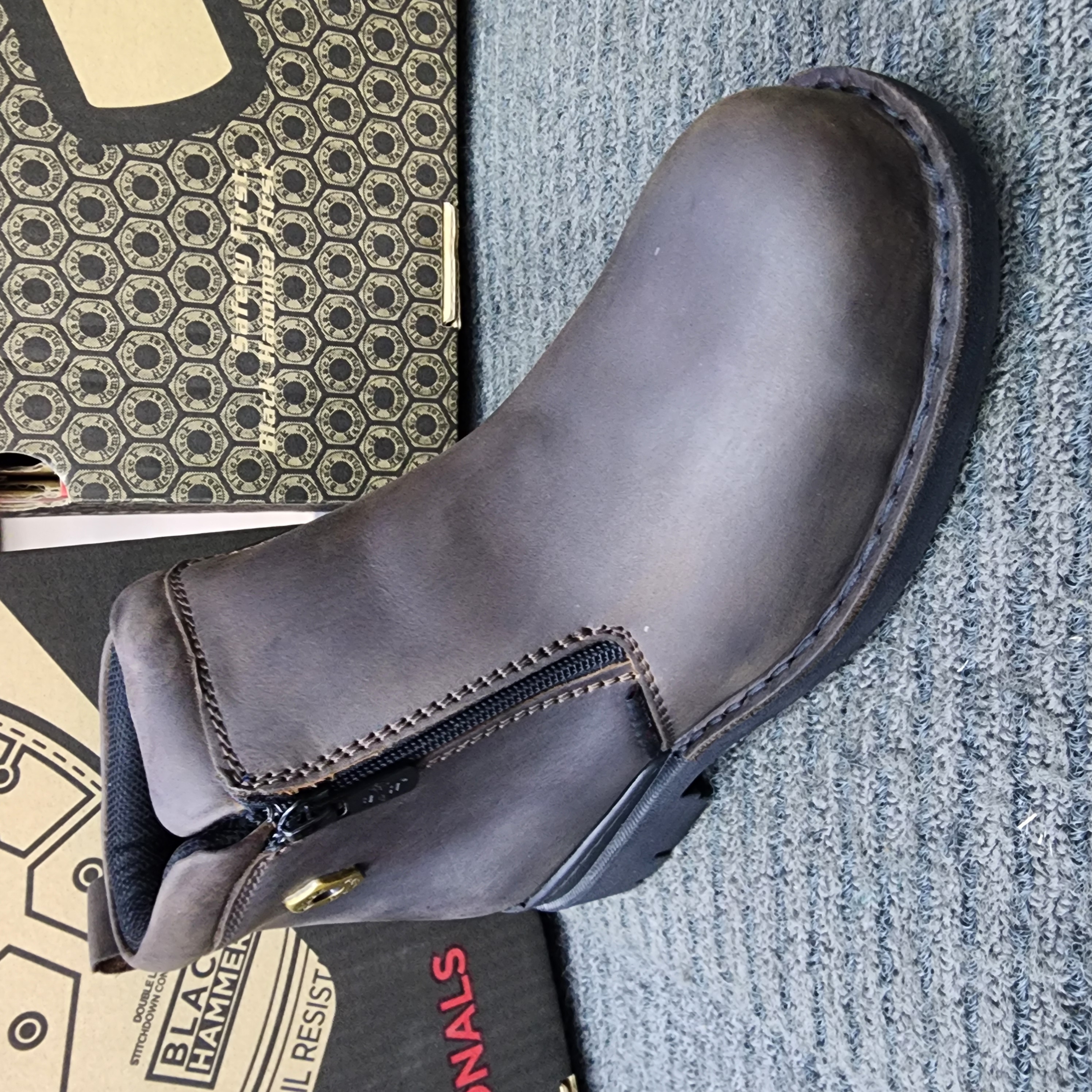 Kasut Keselamatan Black Hammer 4000 Series Mid cut Zip on Safety Shoes BH 4663 Leather SIRIM DOSH Boots Tahan Lasak Keselamatan