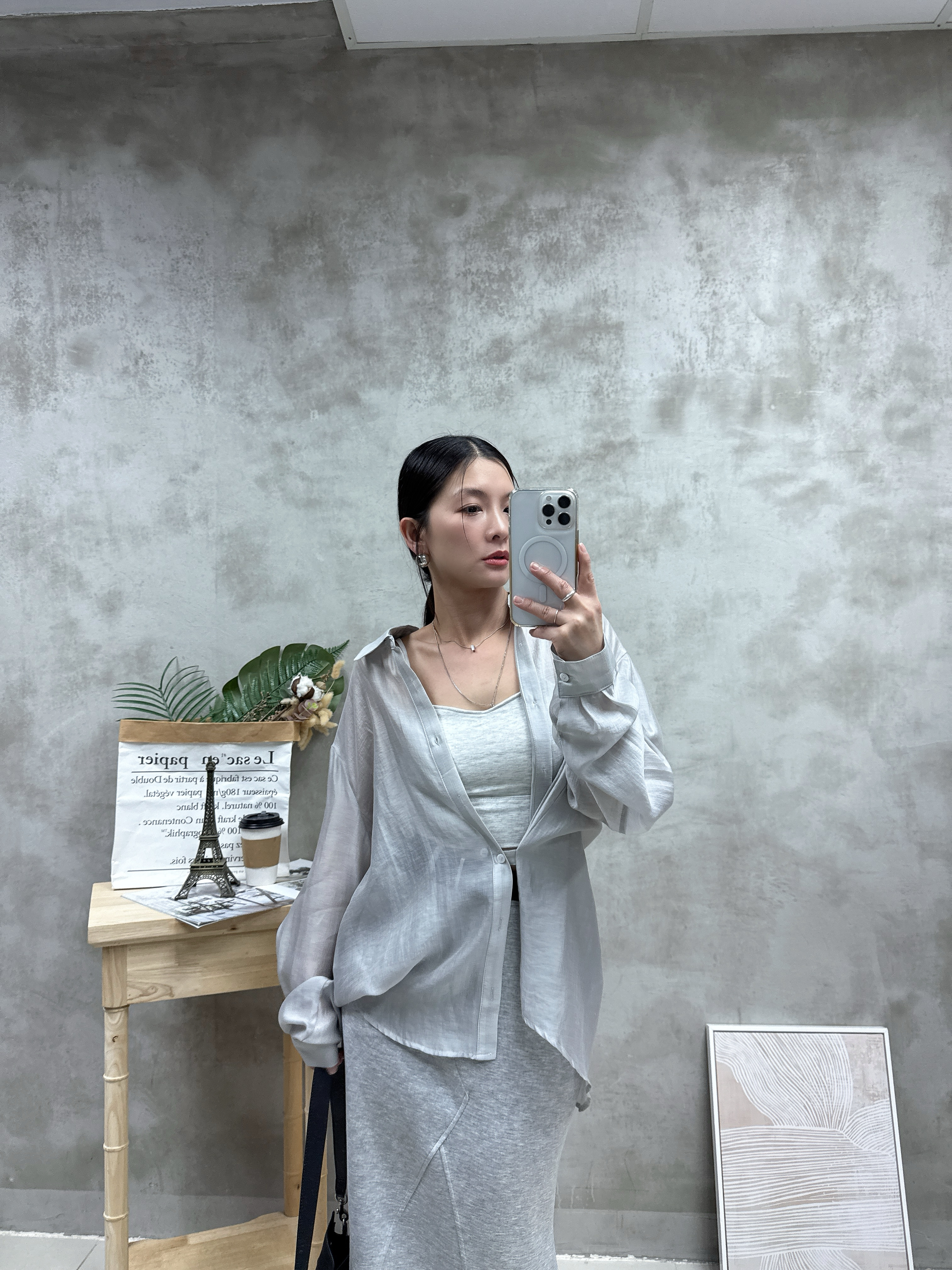 絲質側扣防曬恤衫