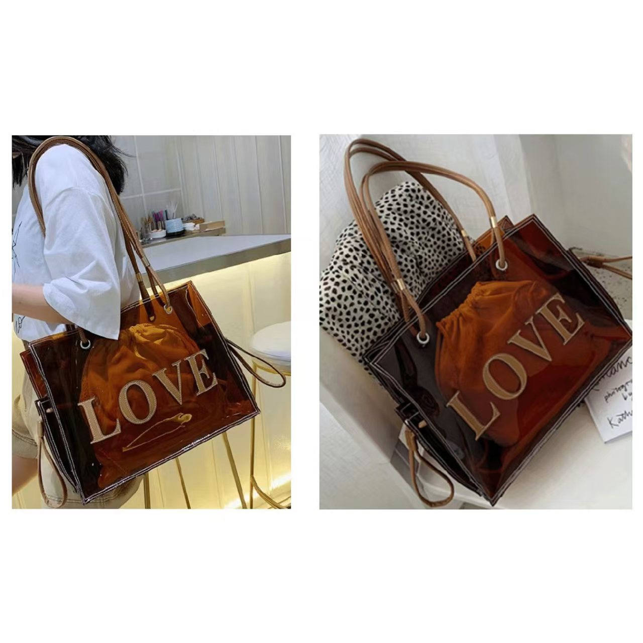 日本直送｜透明 LOVE 手提袋｜夏日潮流必備｜PVC clear tote bag