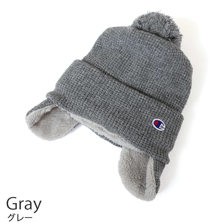 日本代購【 2026秋冬新產品 日本直送 Champion 護耳毛毛球針織冷帽  男女通用| Earflap Pom-pom Knit Cap unisex 】