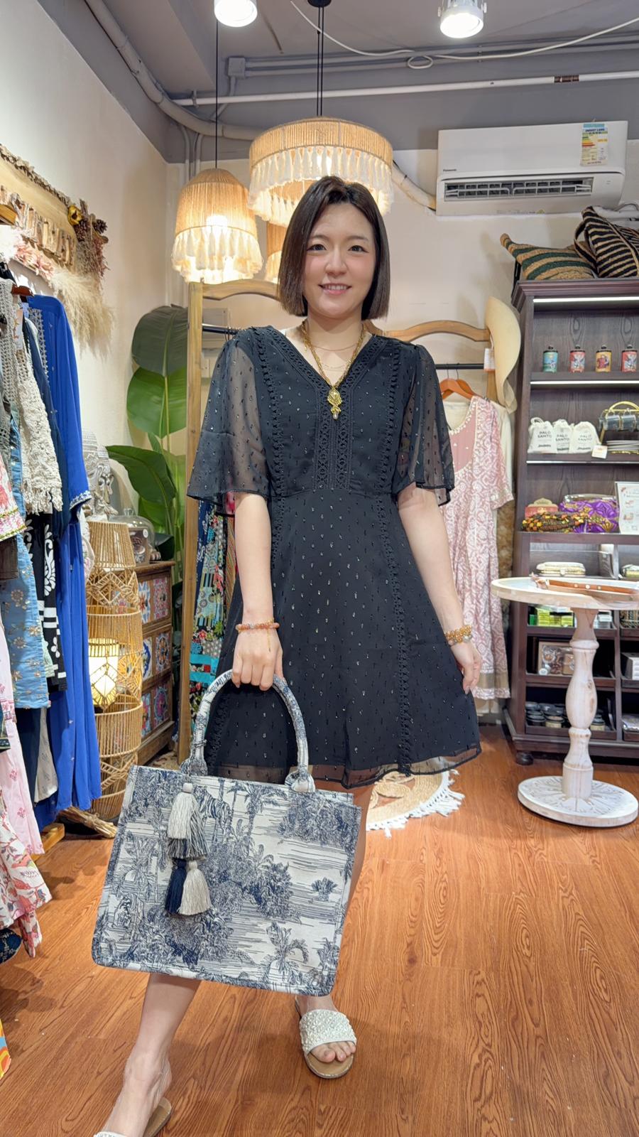 2966 BLACK Dot Simple Zipper Short Op 33"
