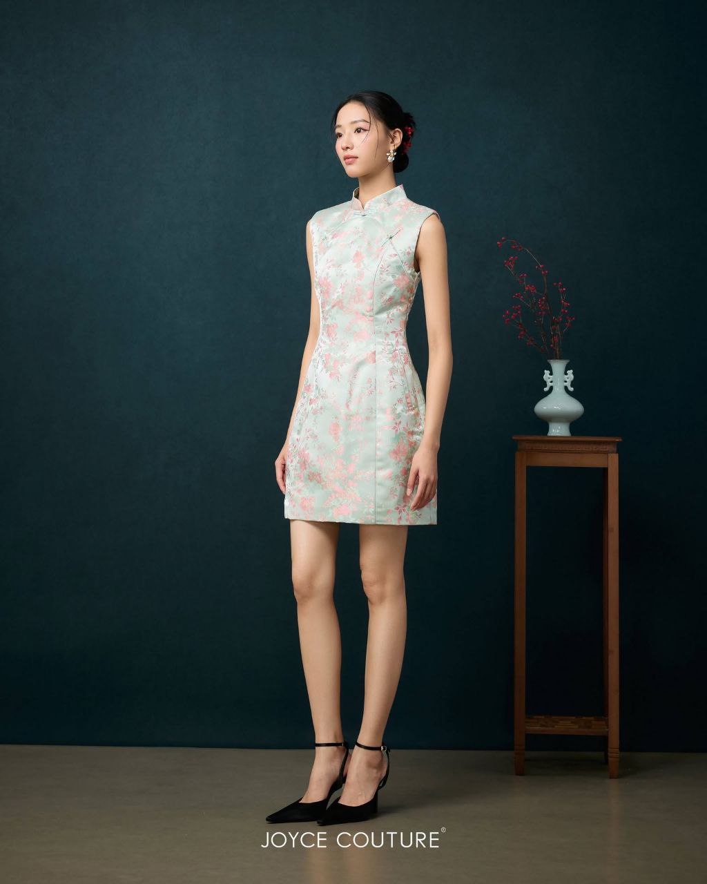 无袖传统旗袍连身裙 D0102