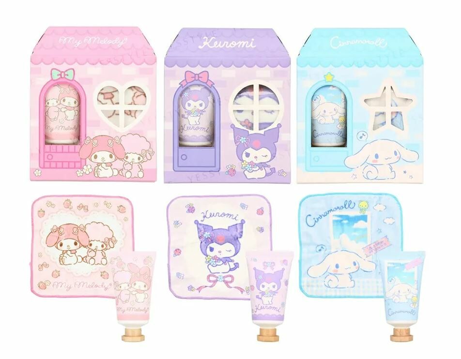 日本直送 SHOBIDO Sanrio 潤手霜及迷你毛巾套装 - 1盒 - 現貨