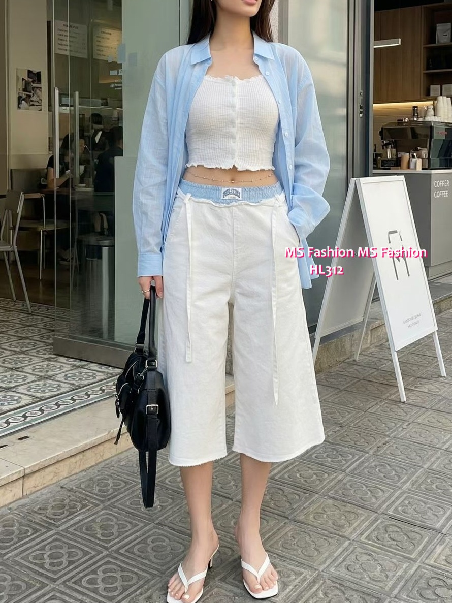 HL312 韓國🌼Howluk拼色腰闊褲