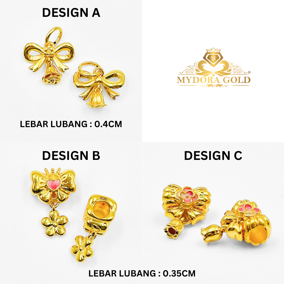 MYDORA Charm Bead Ribbon Gantung (5G) l EMAS 916/22K