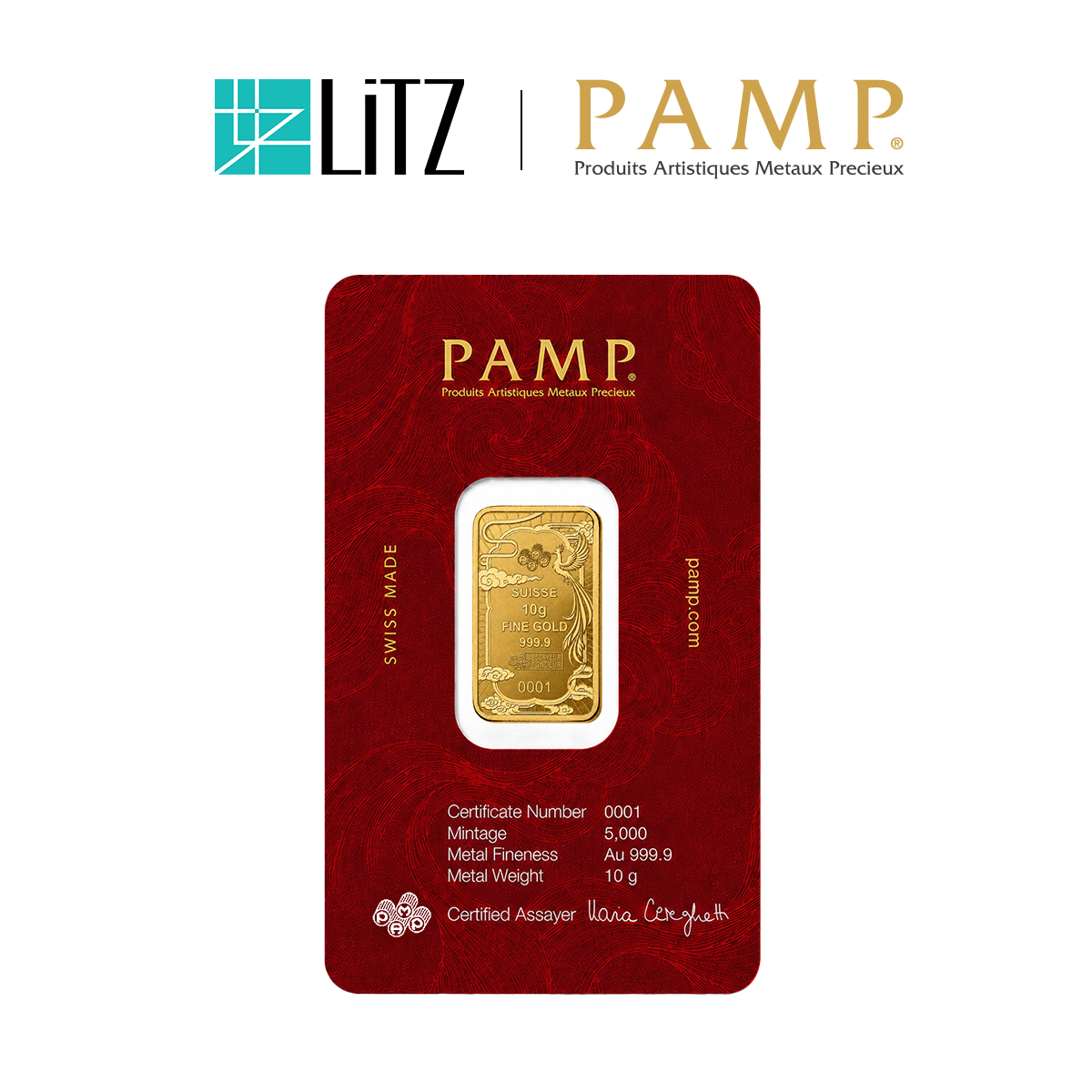 [10 gram] LITZ PAMP Suisse Good Luck Phoenix Limited Edition Gold Bar (999.9) PG081