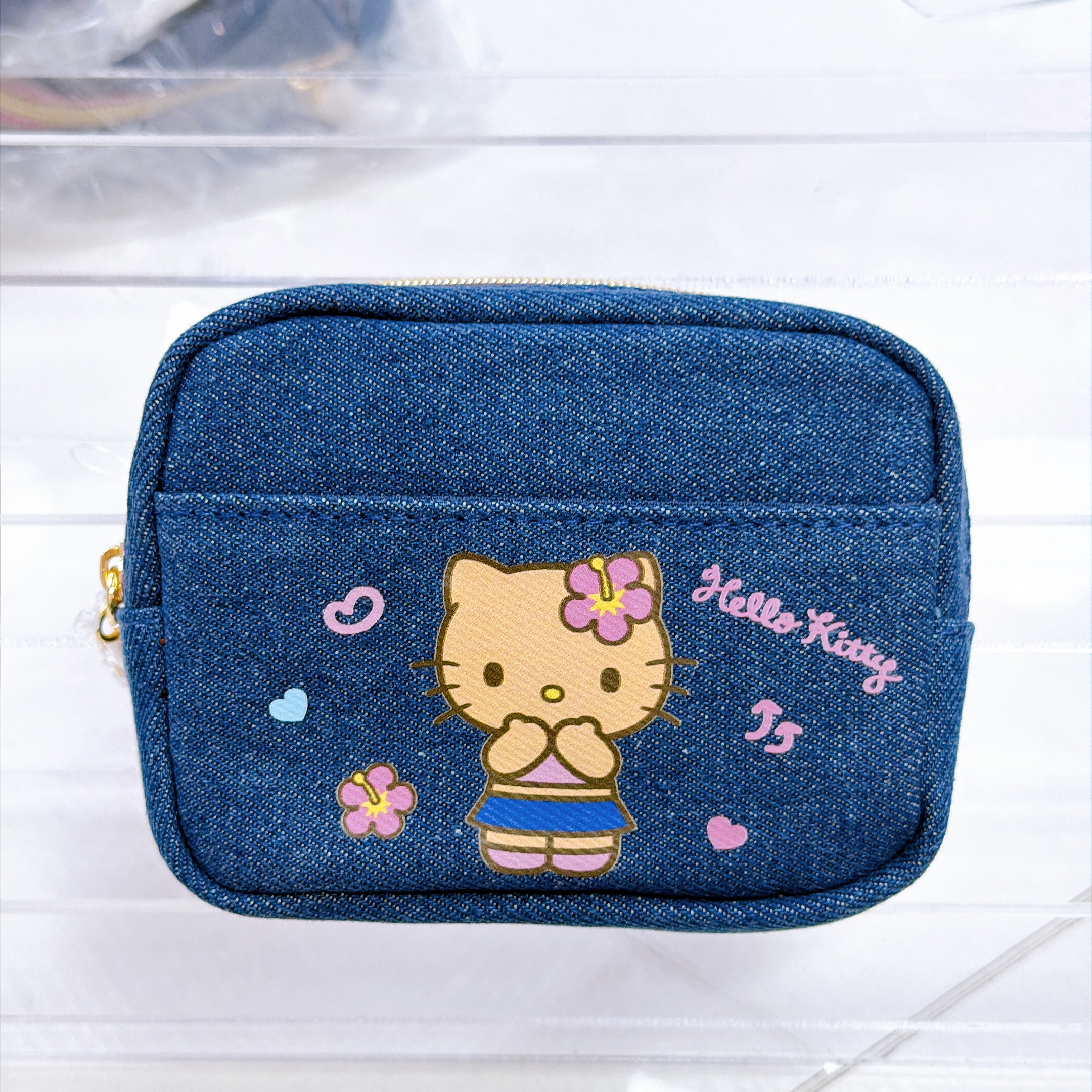 日本直送Sanrio 夏天黑皮泳裝系列 牛仔布迷你化妝袋