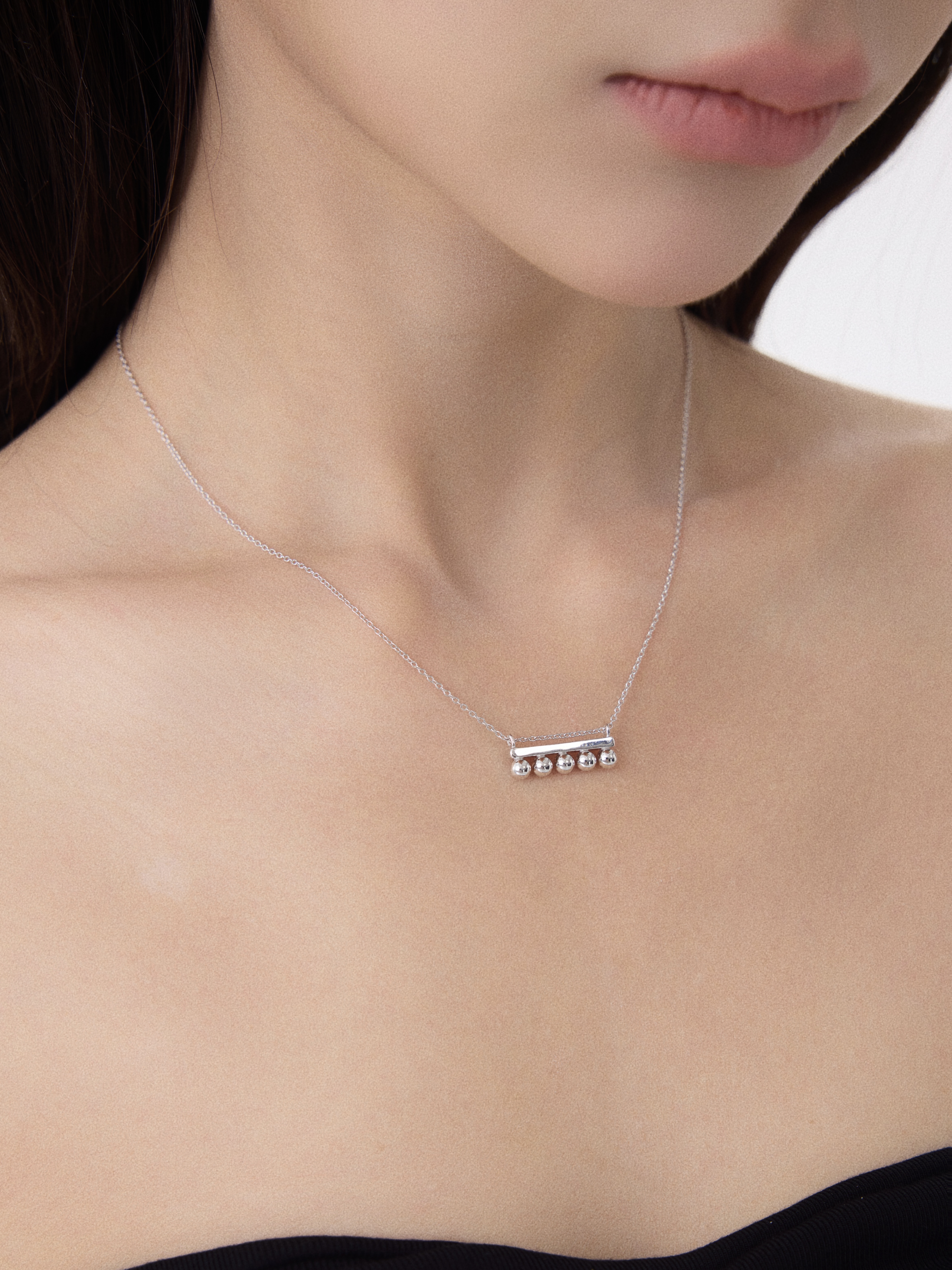Silver Balance Beam Necklace 