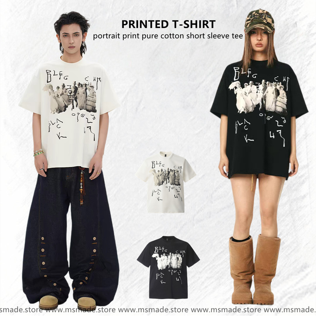 M23 人像圖案純棉短袖Tee