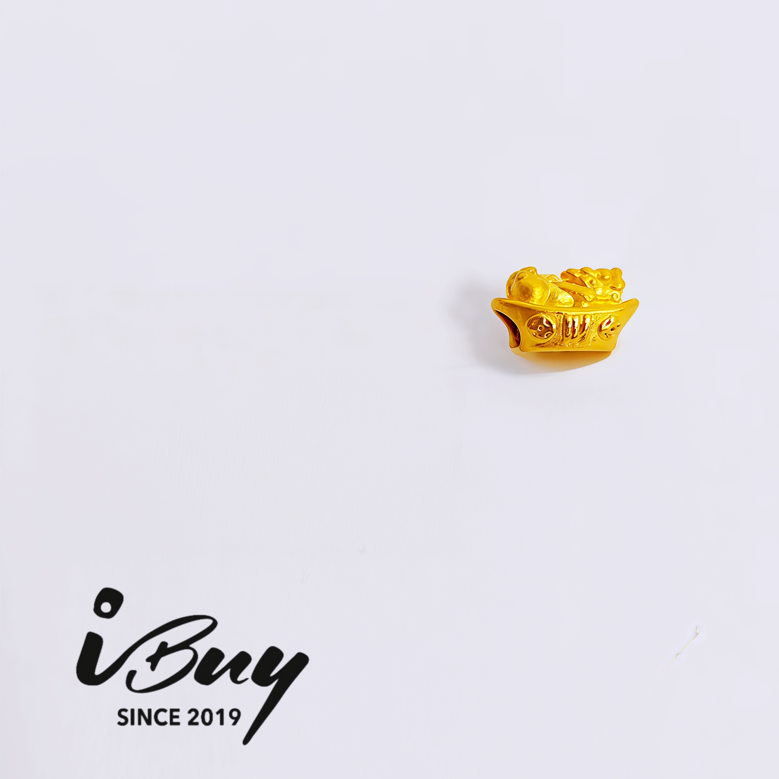 999 GOLD PIXIU ON YUANBAO CHARM BEAD 999 金 财元宝貔貅串咀
