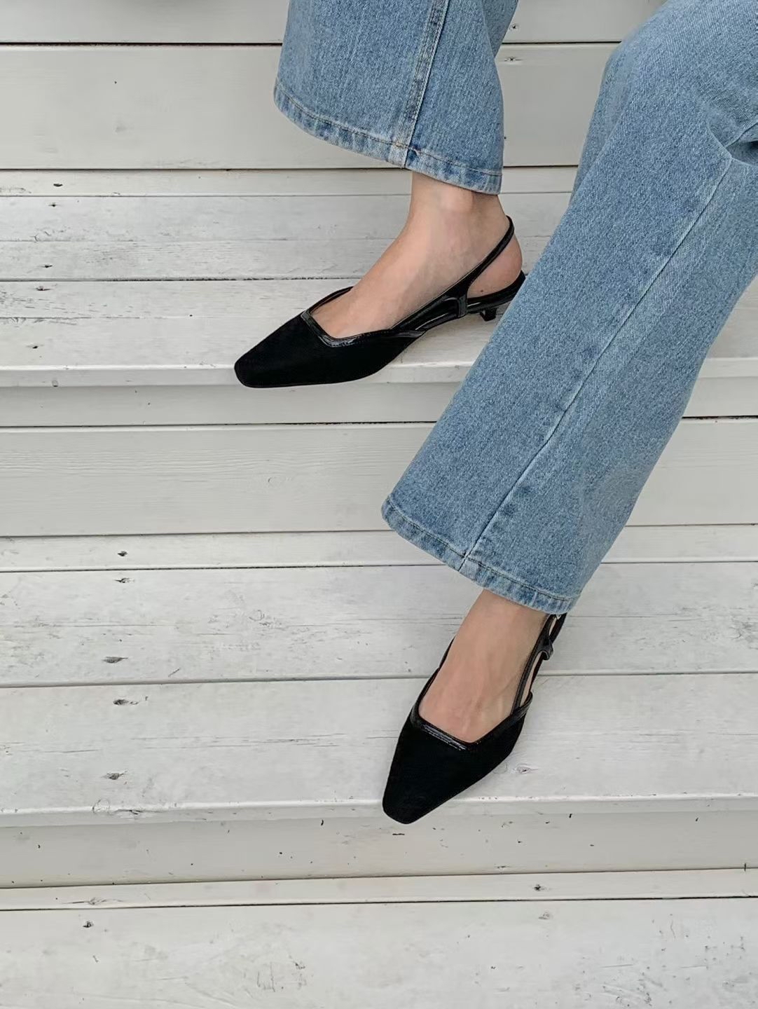 ♥︎秋冬絨面Slingback pumps (踭高4cm)
